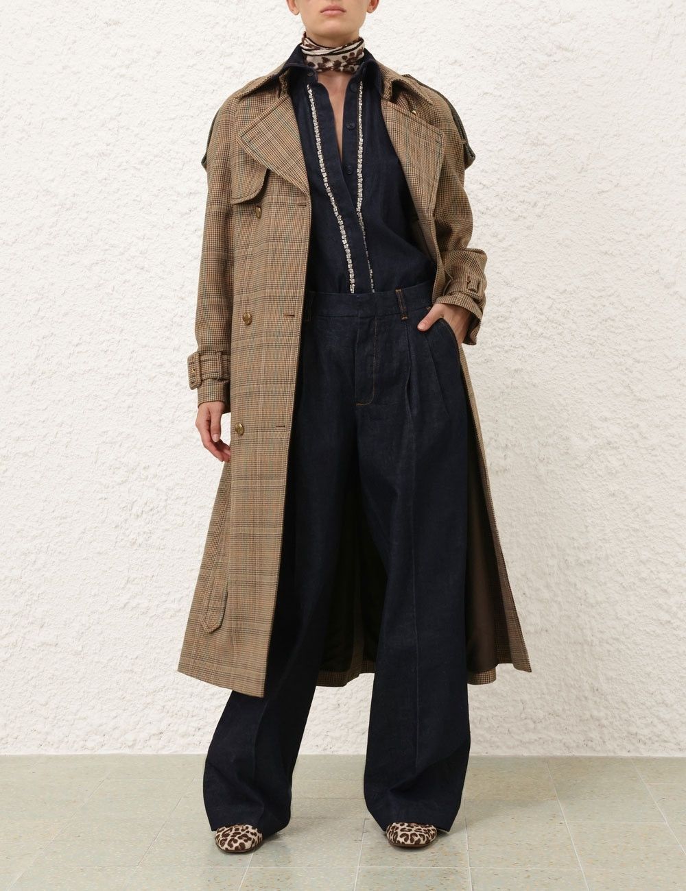 Zimmermann oc11z0725 Eden Checked Trench Coat in Multicolor Size S / US 4 / IT 40 - 2 Thumbnail