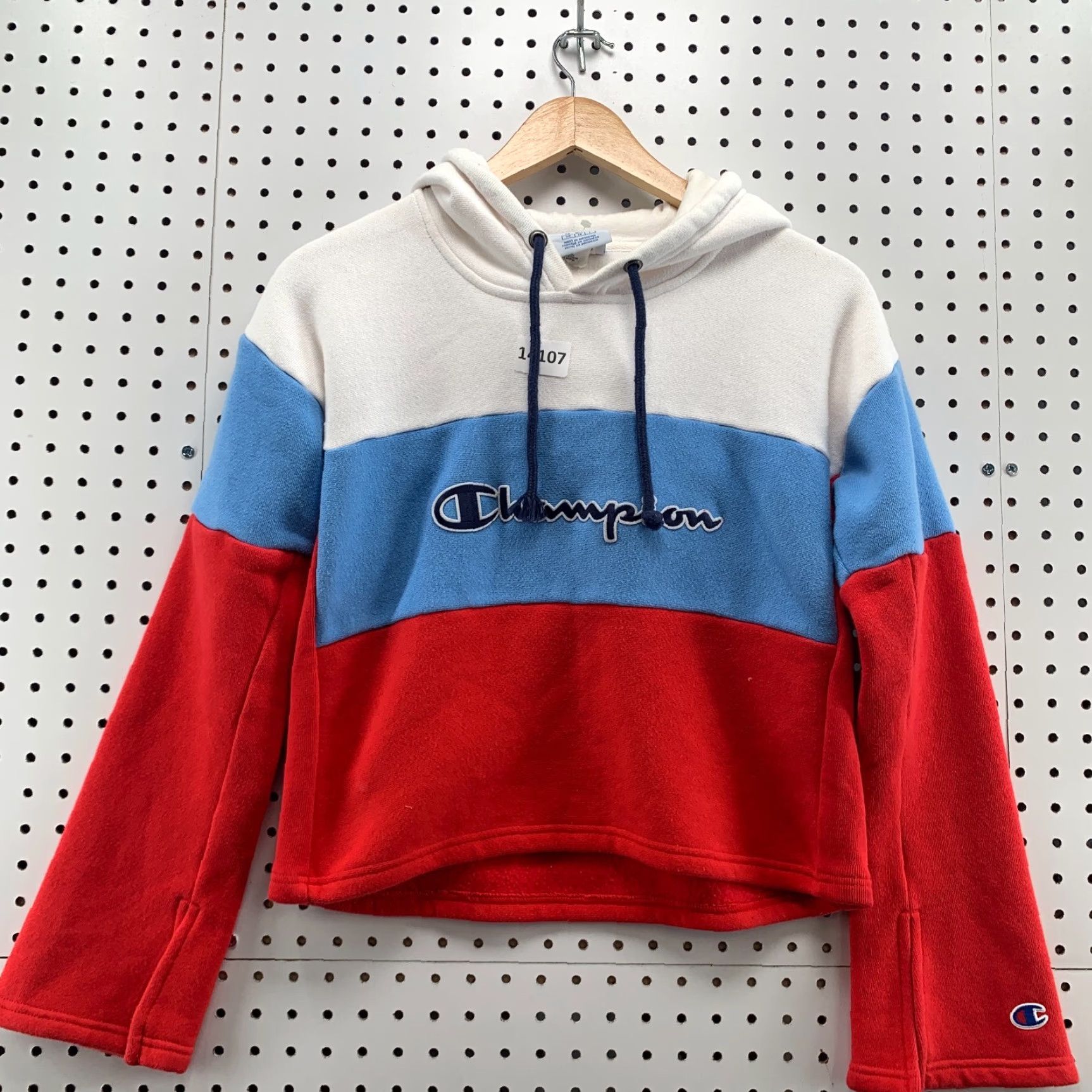 Champion Champion Reverse Weave Cropped Hoodie Womens Small Red White Stripe Size S / US 4 / IT 40 - 6 Thumbnail