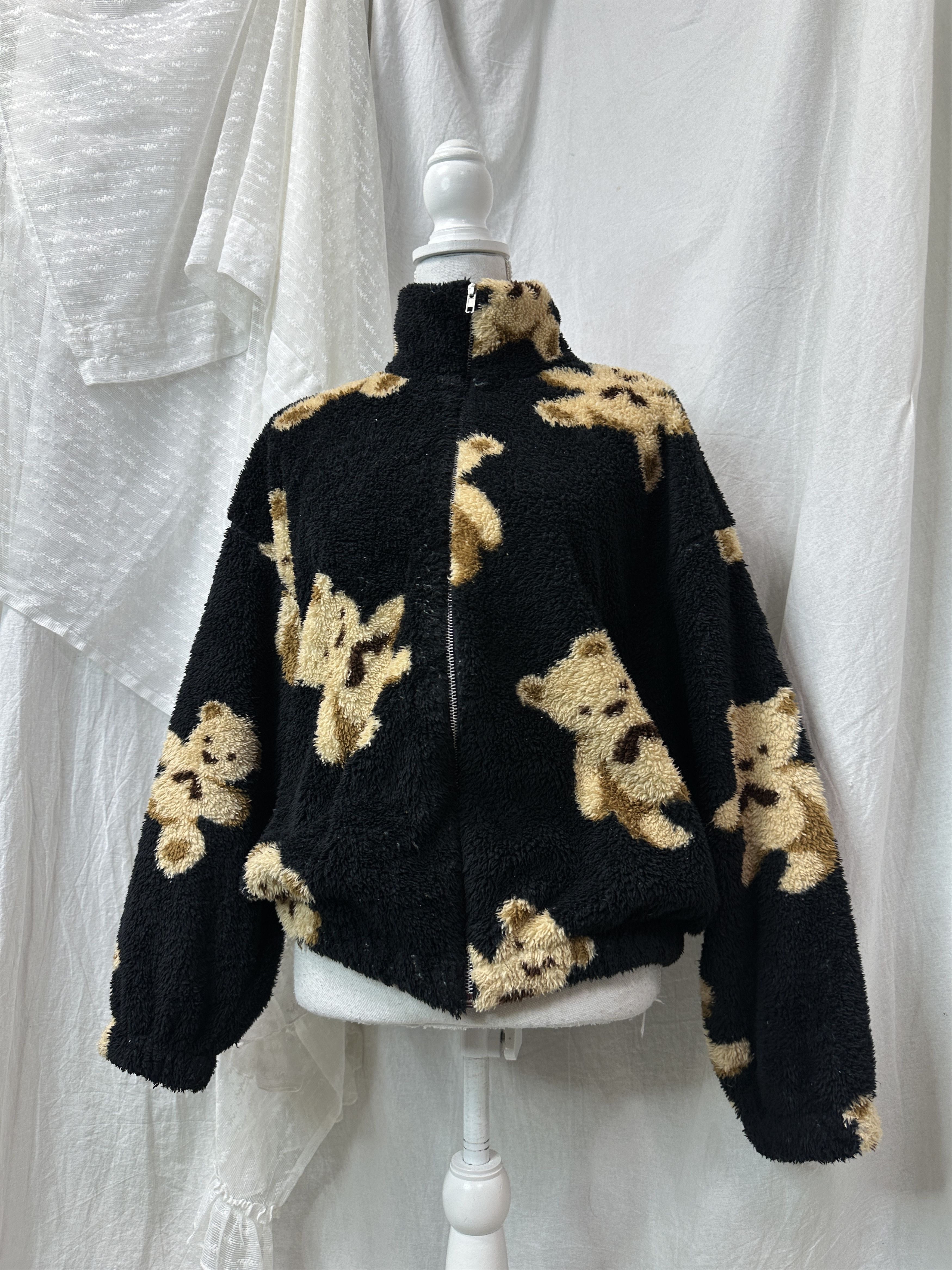 Vintage Vintage Teddy Bear Fleece Zipped Sweatshirt Y2K Size L / US 10 / IT 46 - 1 Thumbnail