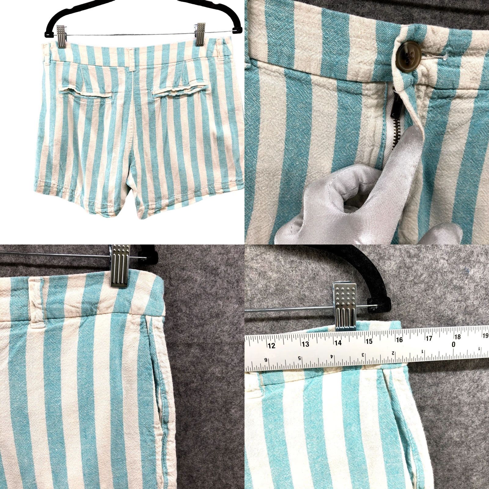 Old Navy Old Navy Womens Shorts Linen Blend Blue White Striped Beachy Size 10 Extra Large Size 32" / US 10 / IT 46 - 2 Thumbnail