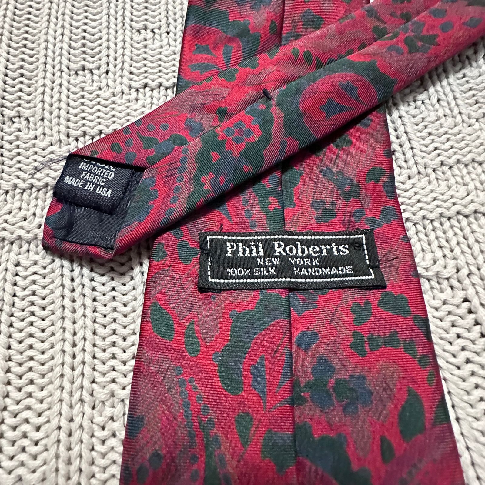 Vintage Vintage Phil Roberts red paisley silk tie Size ONE SIZE - 3 Thumbnail