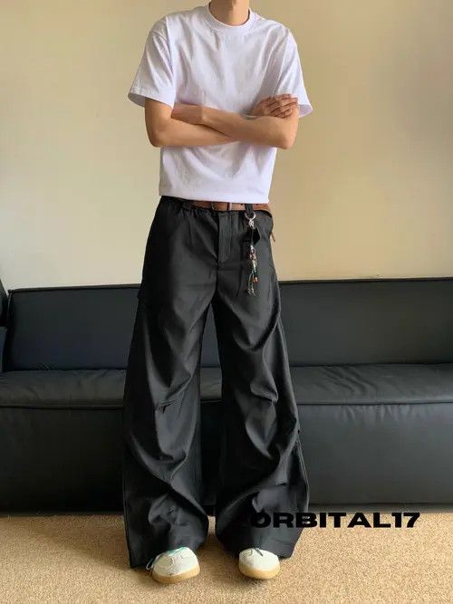 VIBE Baggy Pleated Stacked Flare Pants Size US 33 - 3 Thumbnail