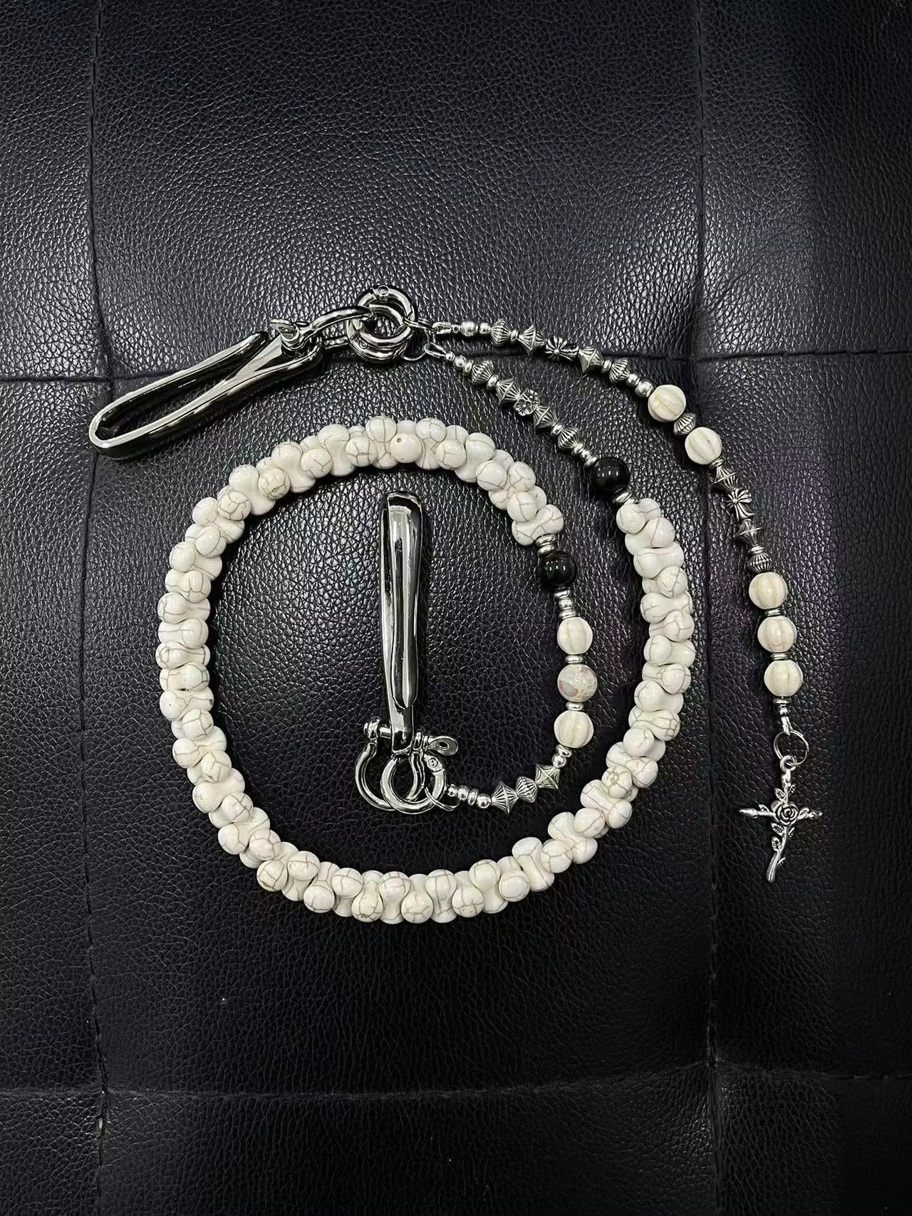Jewelry Handmade Punk Style Pants Waist Chain White Turquoise Size ONE SIZE - 1 Thumbnail