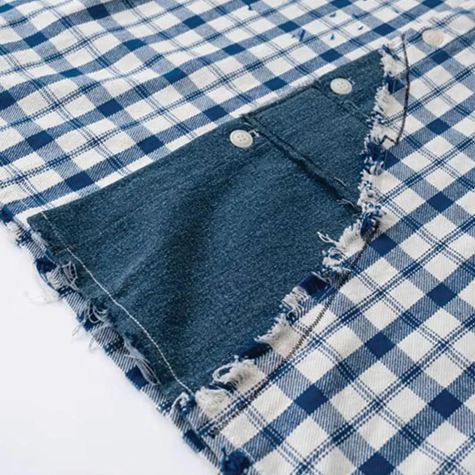 Other Plaid Denim Jean Patchwork Clash Shirt Size US L / EU 52-54 / 3 - 7 Thumbnail