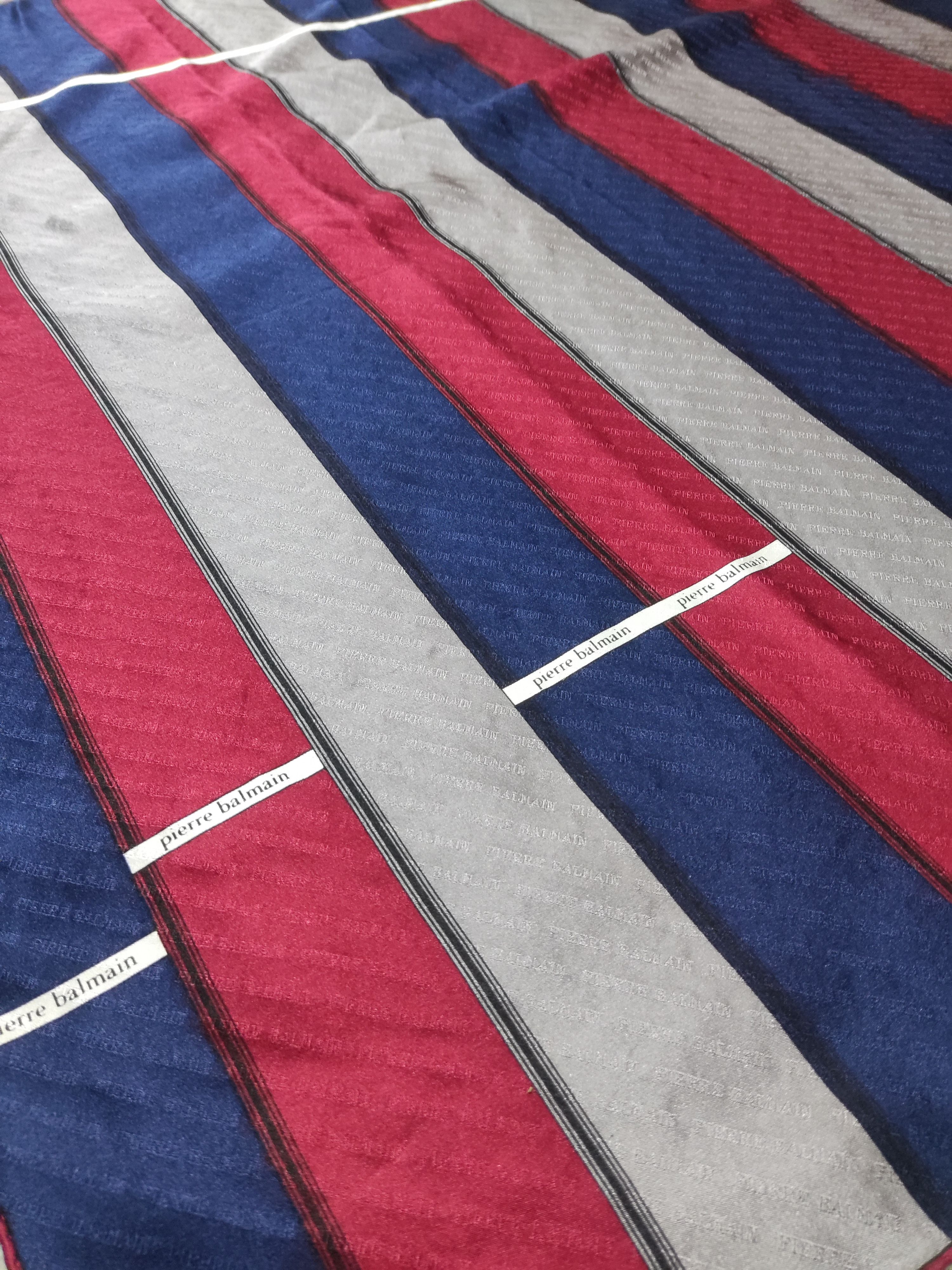 Pierre Balmain Pierre Balmain Paris Silk Scarf Monogram Jacquard Striped Size ONE SIZE - 3 Thumbnail