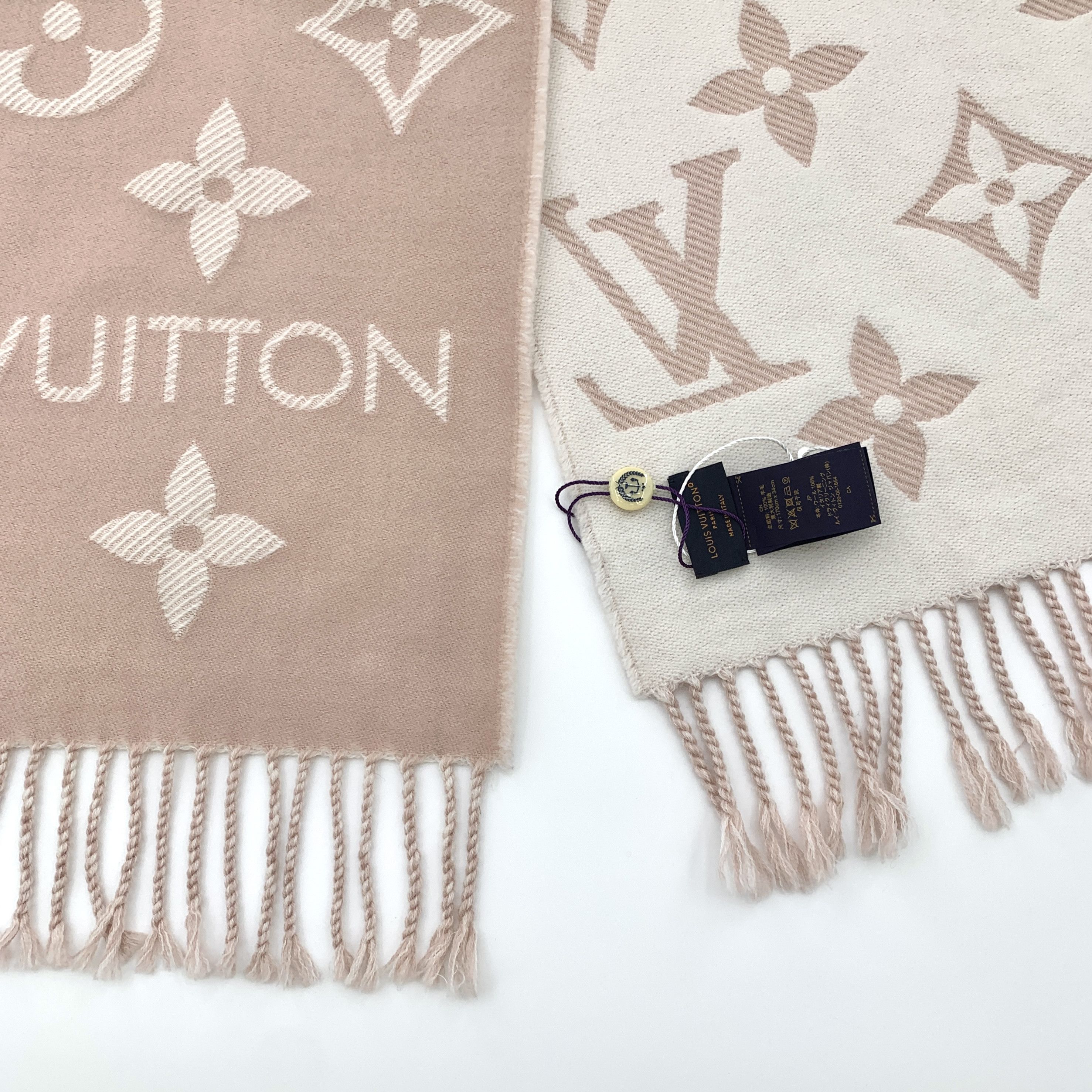 Louis Vuitton Louis Vuitton Pink Monogram Wool Scarf (170*34cm) Size ONE SIZE - 6 Thumbnail