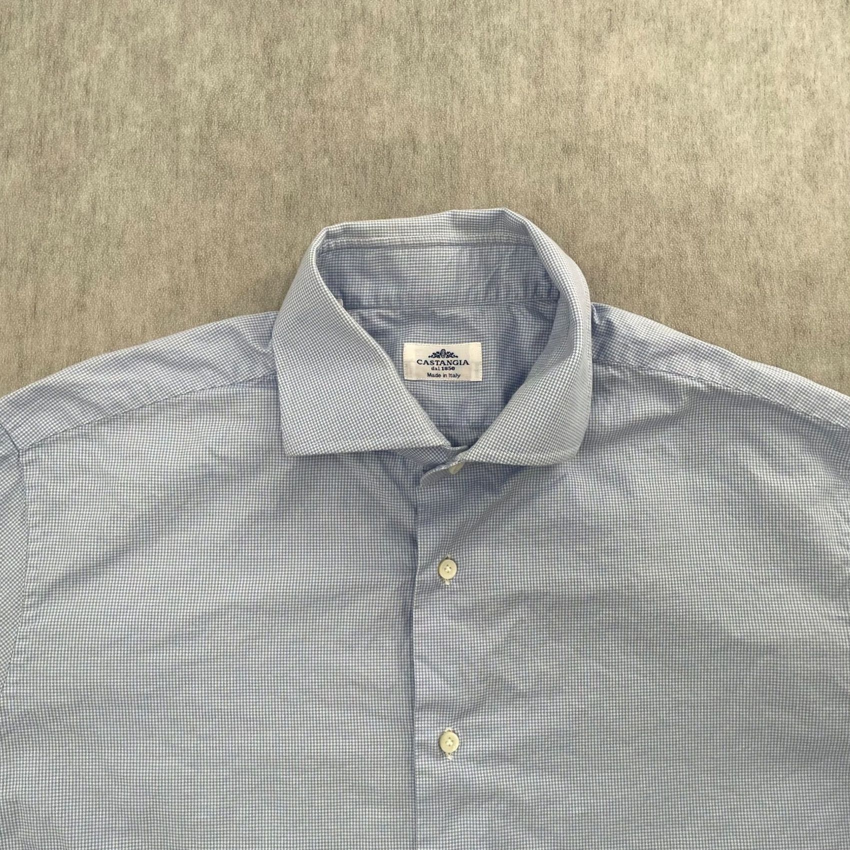 Vintage Castangia Shirt Adult XL Blue Long Sleeve Button Up Woven Italian Mens Regular Cotton Size US XL / EU 56 / 4 - 2 Thumbnail
