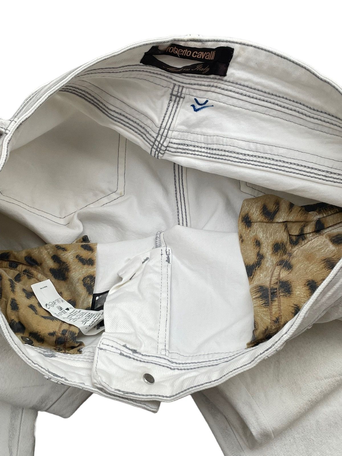 Roberto Cavalli Roberto Cavalli White/Grey Abstract Denim Size 32" / US 10 / IT 46 - 6 Thumbnail