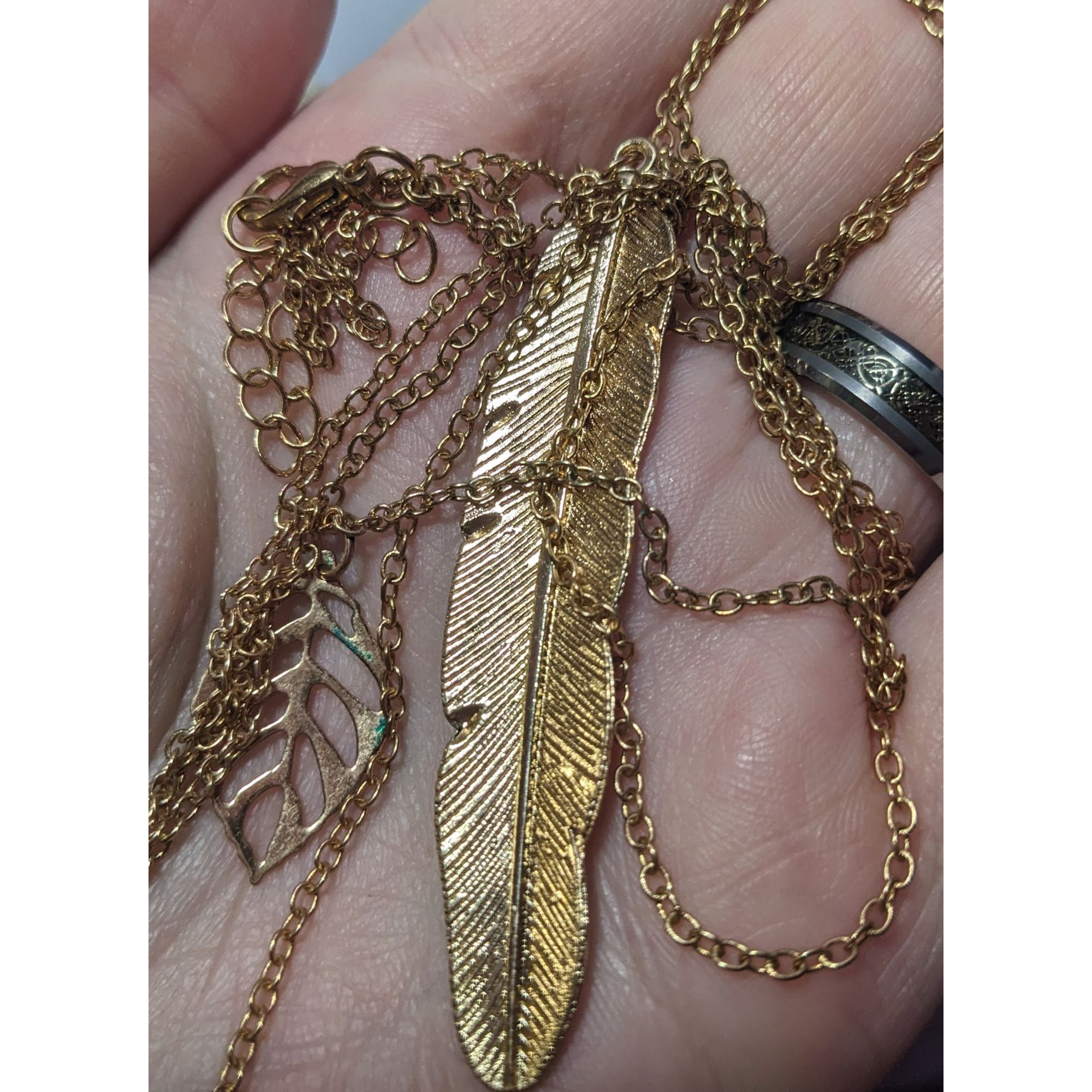Other Bohemian Gold Tone Multilayer Feather And Leaf Pendant Neckl Size ONE SIZE - 4 Thumbnail