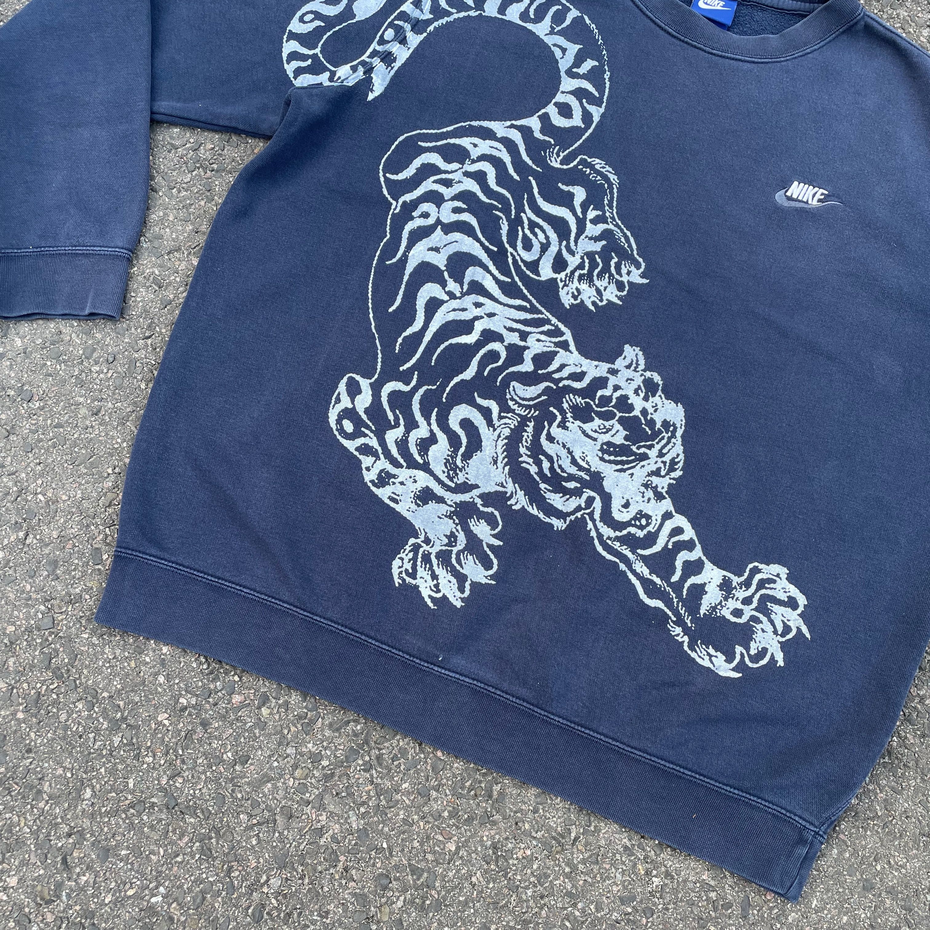 Nike × Vintage Nike sweatshirt custom hand printed tiger y2k art animal Size US L / EU 52-54 / 3 - 4 Thumbnail