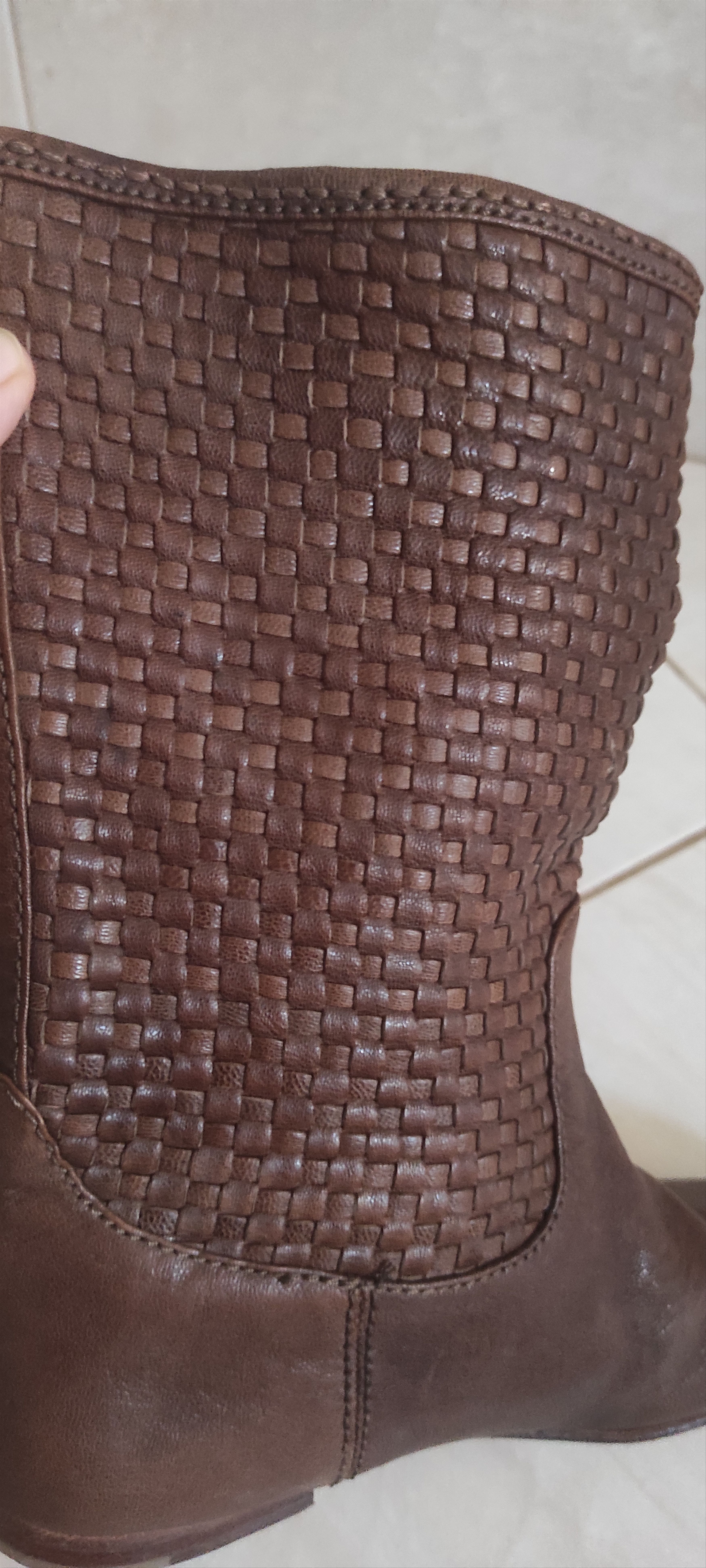 Massimo Dutti Massimo Dutti Brown Woven Leather Mid-calf Boots Size US 8 / IT 38 - 6 Thumbnail