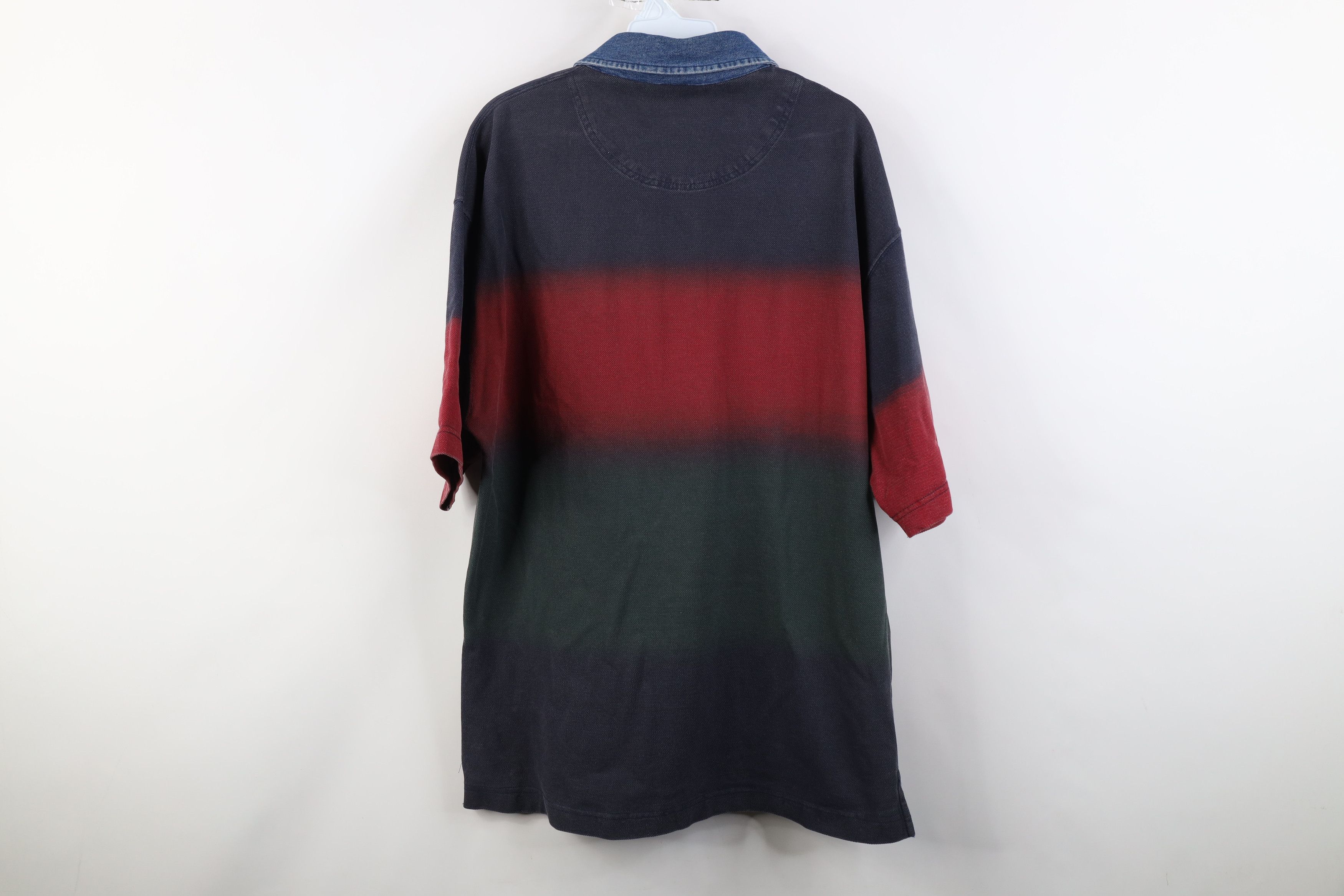 Vintage Vintage 90s Streetwear Denim Collar Baggy Ombre Polo Shirt Size US M / EU 48-50 / 2 - 14 Thumbnail