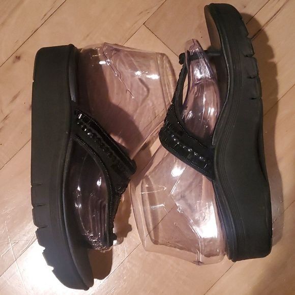 Designer Abeo Bio System Brisa Black Embellished Sz. 7 2" Platform Sa Size US 7 / IT 37 - 3 Thumbnail