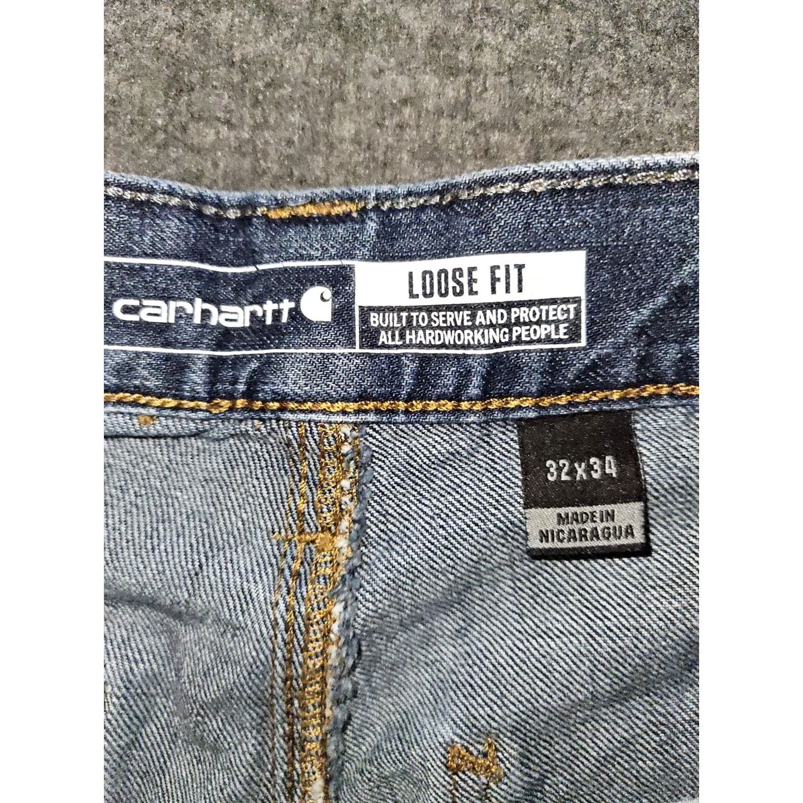 Carhartt Carhartt Jeans Men 32x34 Loose Fit Carpenter Blue Straight Denim Workwear Regular Rise Mid 32 Inseam Mens Size US 32 / EU 48 - 2 Thumbnail
