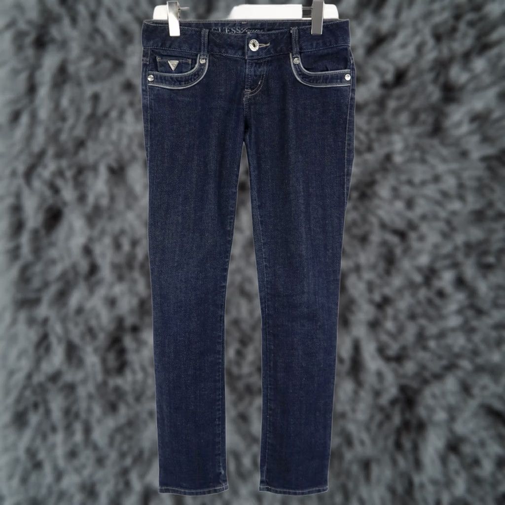 Guess GUESS Daredevil Skinny Leg Jeans Women's W28 Zip Fly Blue Low Waist Jeans Skinny Women W28 Blue Zipper ACCENTS Size 28" / US 6 / IT 42 - 1 Thumbnail