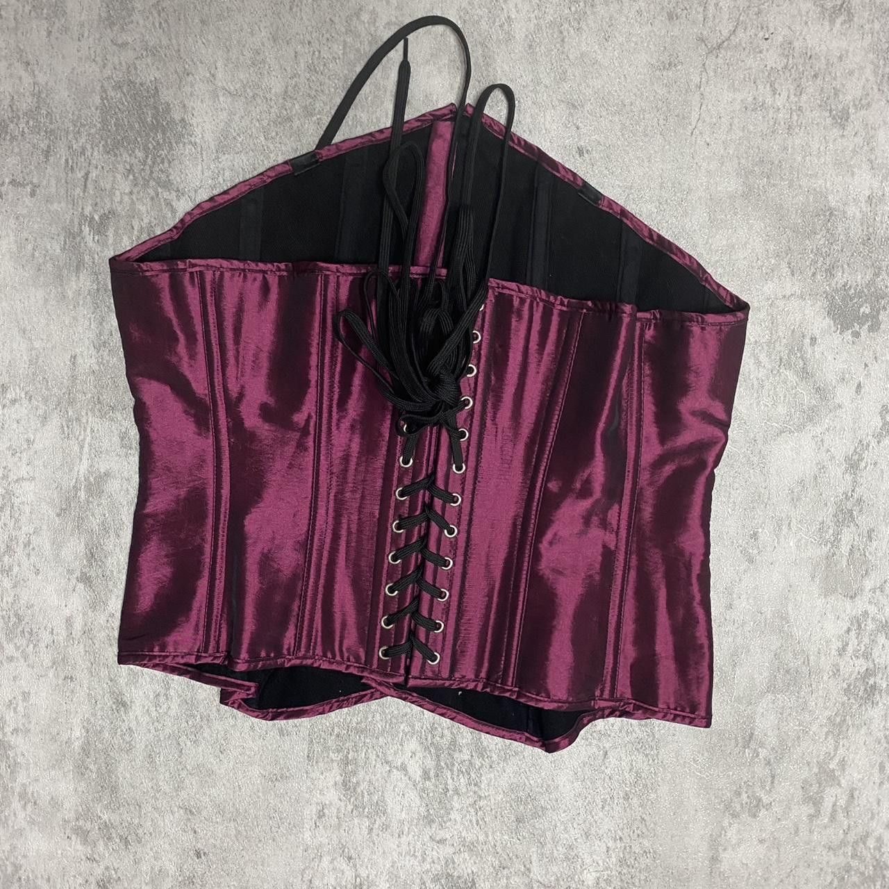 Other Burgundy and black corset top #goth #corsettop Size ONE SIZE - 1 Thumbnail