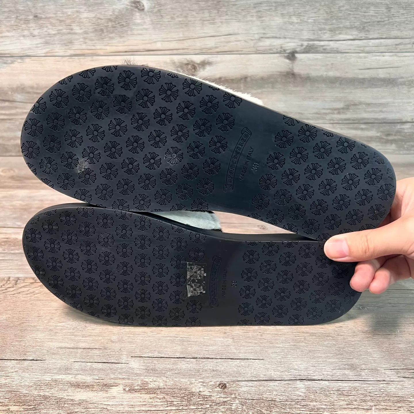 Chrome Hearts Chrome Hearts Colorblock Leather Flame Cross Slippers 39 Size US 6 / EU 39 - 6 Thumbnail