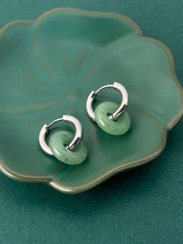 Jewelry × Sterling Silver Jade Dark Earrings Gothic Punk One pairs Jewelry Spike Size ONE SIZE - 2 Thumbnail
