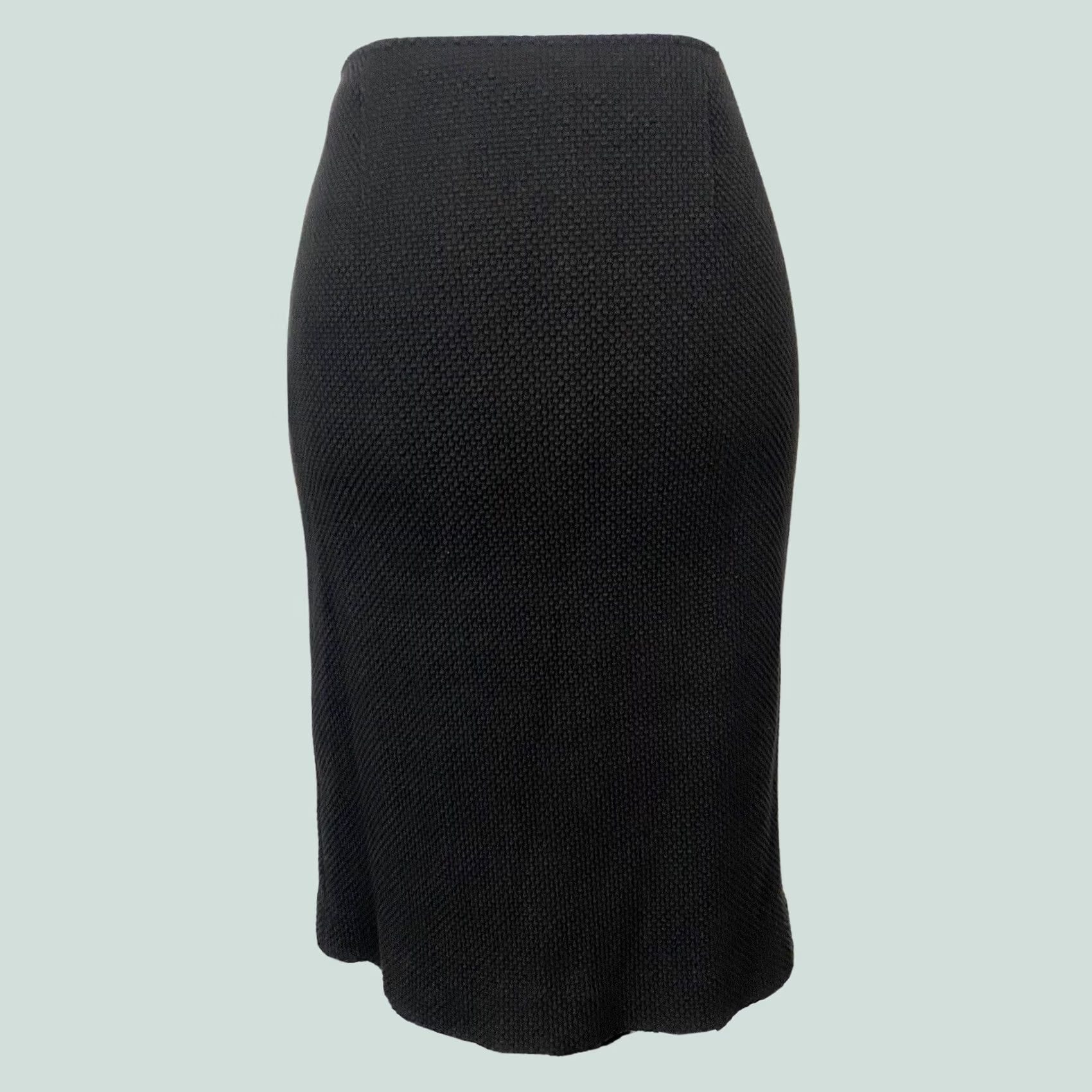 Vintage Teri Jon Black Pencil Skirt Textured Cotton Spandex Sz 6 Women's Knee Length Zip Front Modern Straight & Pencil Size 28" / US 6 / IT 42 - 1 Thumbnail