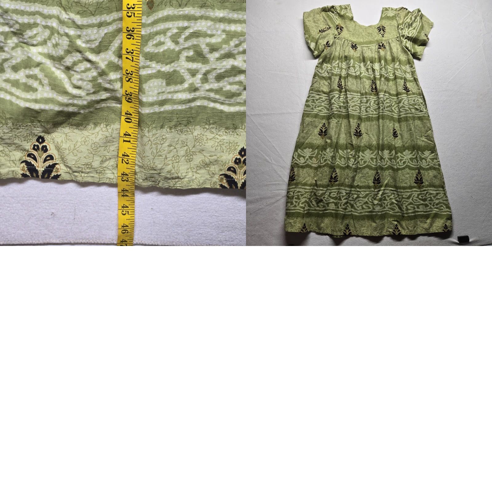 Vintage VINTAGE Meant to Be Floral Green Shift Dress Short Sleeve Pockets Adult Women's L Size 36" / US 14 / IT 50 - 8 Thumbnail