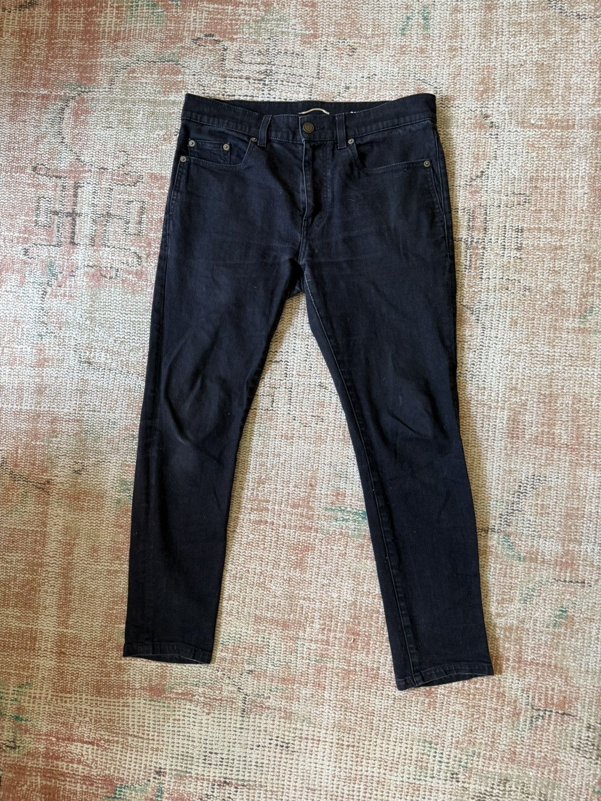 Saint Laurent Paris D04 Moto Zip Biker Denim Jeans with