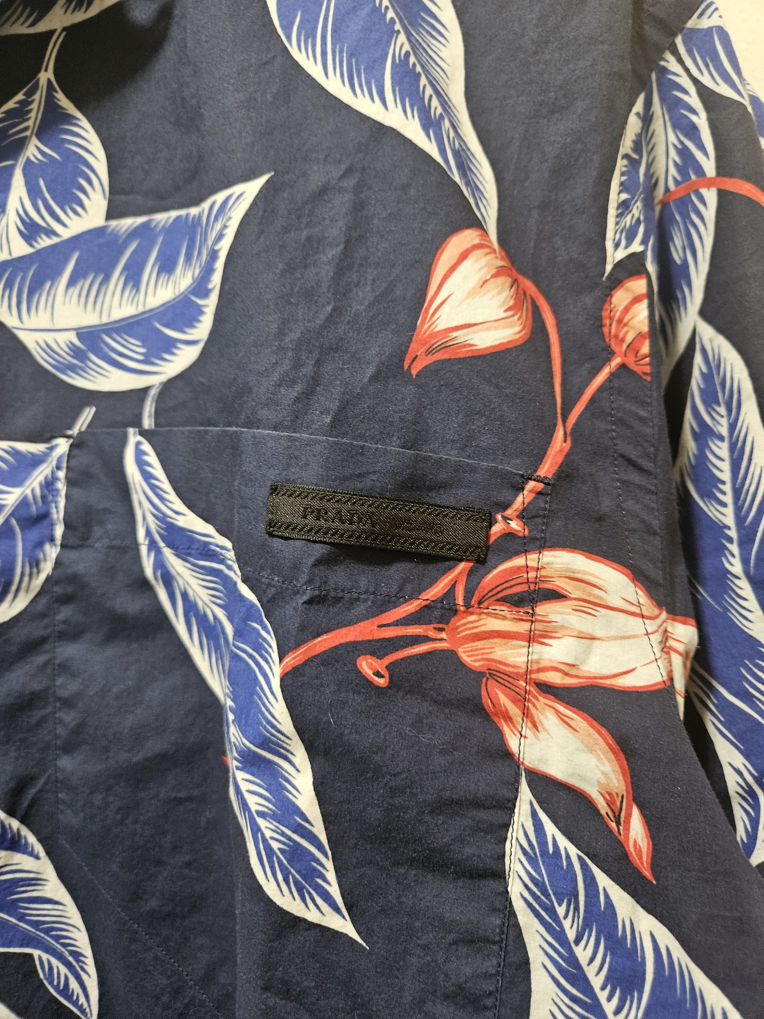 Prada Oversized Floral Print Blue Button Up Shirt Size US S / EU 44-46 / 1 - 3 Thumbnail