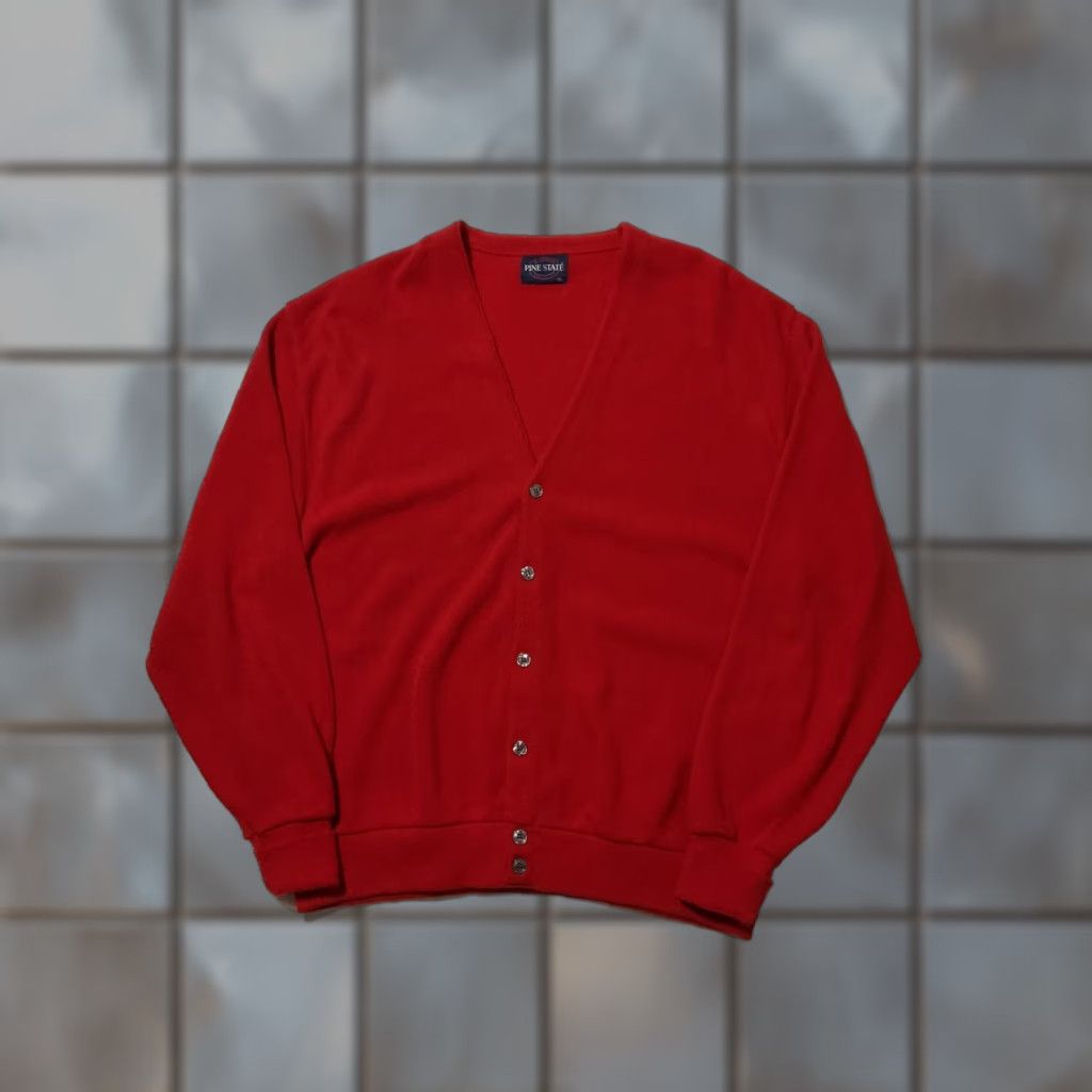 Vintage VINTAGE Pine State Red Knit Rockabilly Atomic Cardigan Sweater XL Sz. XL Size US XL / EU 56 / 4 - 1 Thumbnail