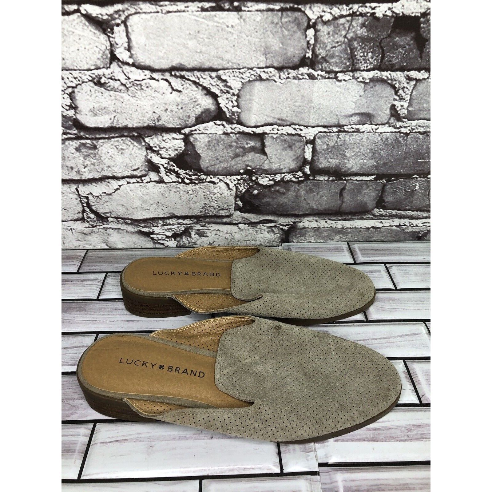Lucky Brand Lucky Brand Coryna Taupe Suede Leather Slip On Mules Flats W Size US 7 / IT 37 - 12 Thumbnail