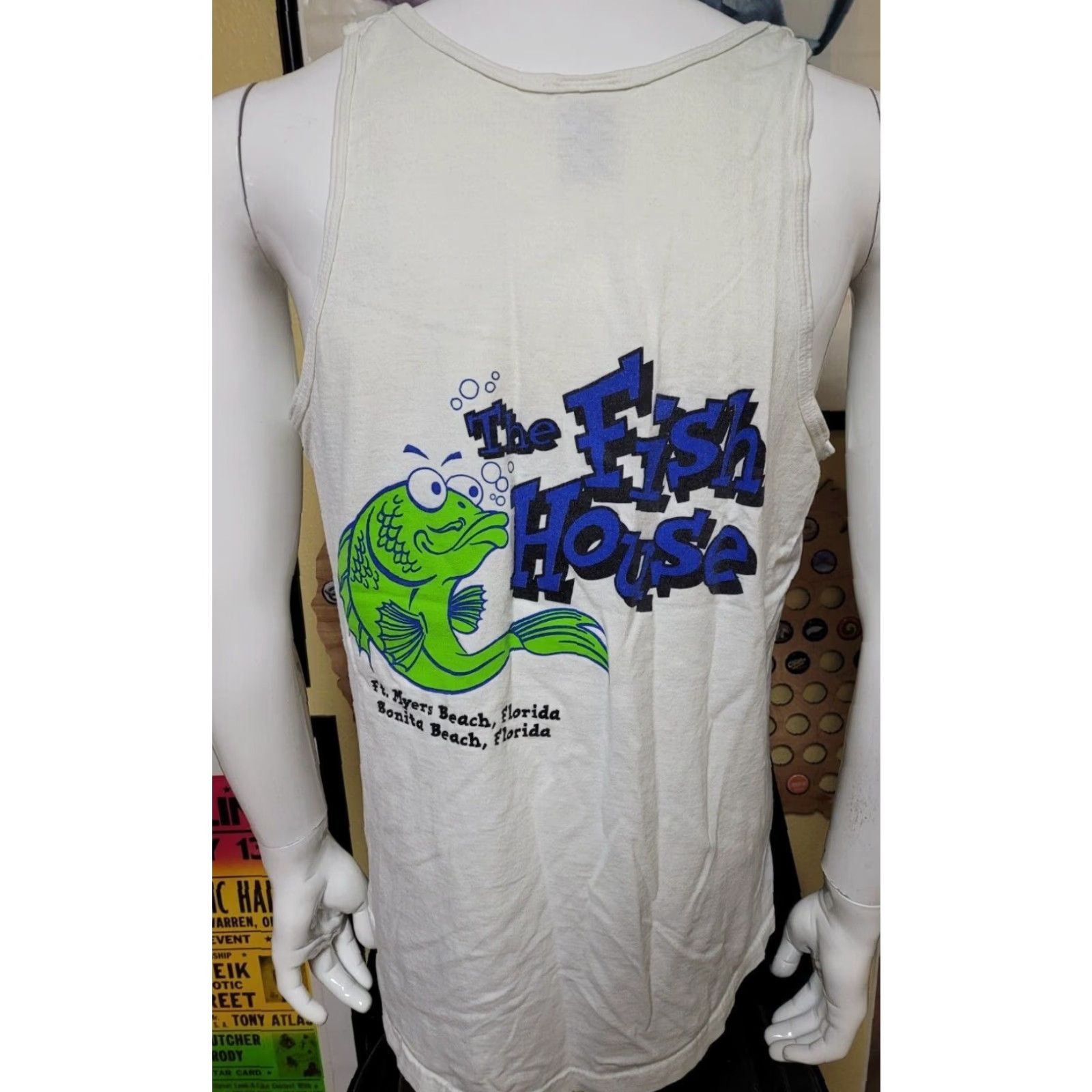 Fruit Of The Loom VTG Fish House Bar Restaurant Tank Top Shirt Large Ft. Myers Bonita Beach Shirt Men L White Tank Top Fruit Of The Loom Size US L / EU 52-54 / 3 - 3 Thumbnail