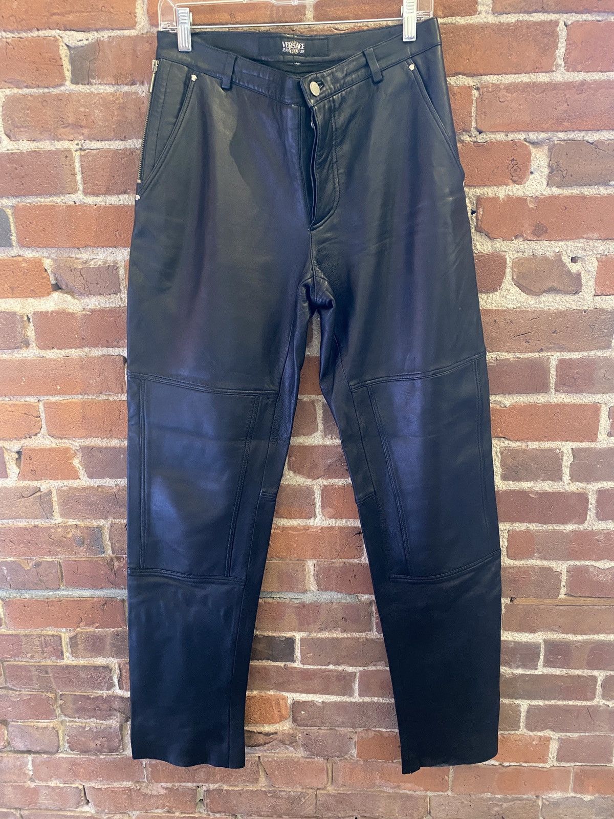 Versace Jeans Couture Vintage Versace Jeans Couture Black Leather Pants Size US 32 / EU 48 - 1 Thumbnail