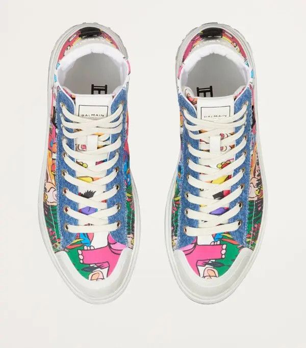 Balmain o1s1wg111225 B-Court High Top Sneakers in Multicolor Size US 8 / EU 41 - 3 Thumbnail