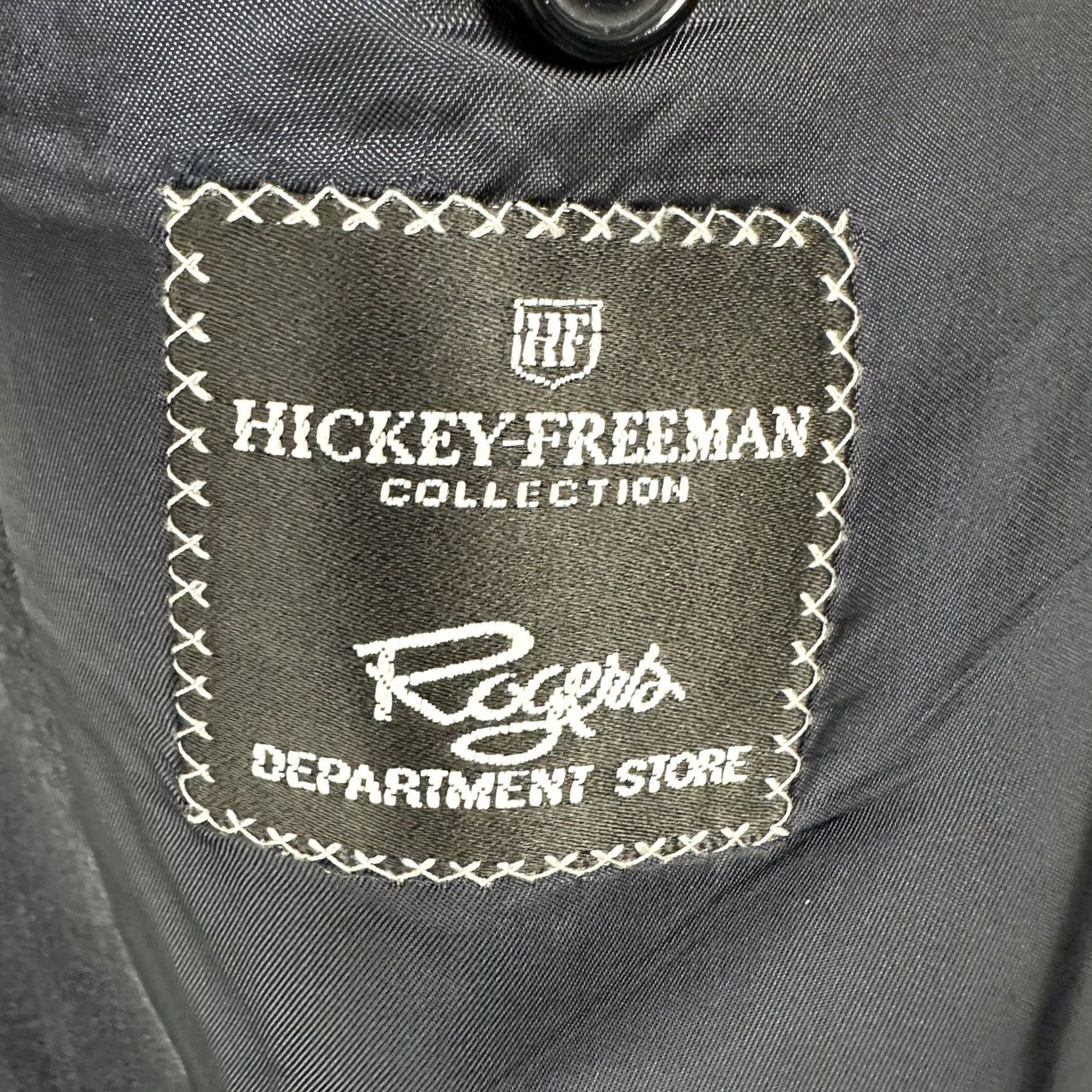 Loro Piana Hickey Freeman Blazer Blue Windowpane Wool 43L Notch Lapel Single-Breasted 2-Button Four-Button Sleeve Long Size 46R - 4 Thumbnail