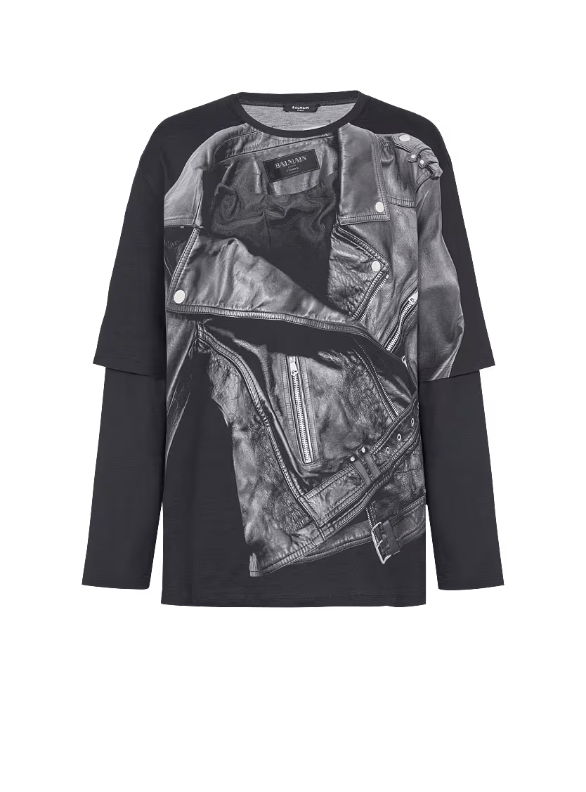 Balmain o1s1wg110126 Logo Sleeved T-Shirt in Black Size US XL / EU 56 / 4 - 1 Thumbnail