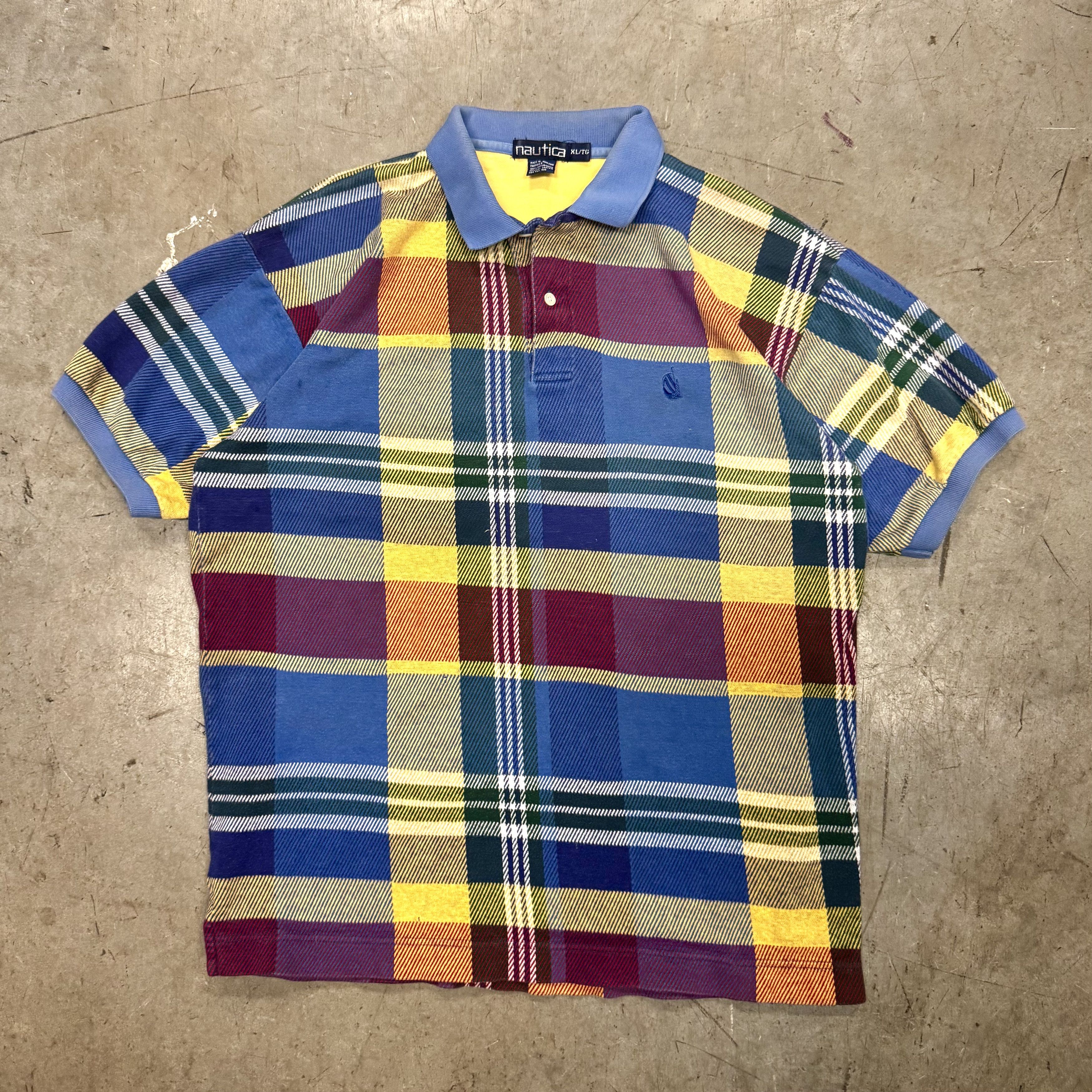 Nautica × Vintage VTG 90s Nautica Plaid Polo Shirt Sportswear Preppy Size US XL / EU 56 / 4 - 1 Thumbnail