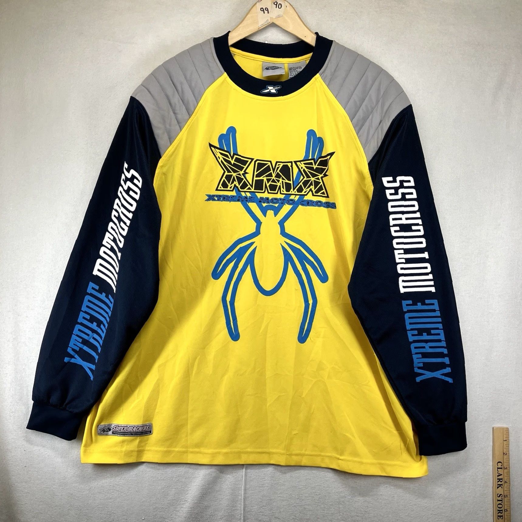 Athletic Works VTG 90s Y2K Extreme Motocross XMX Jersey Light Padding Mens Large Yellow Colorblock Spider 90s Motocross Biker Jersey Mens Size US L / EU 52-54 / 3 - 2 Thumbnail