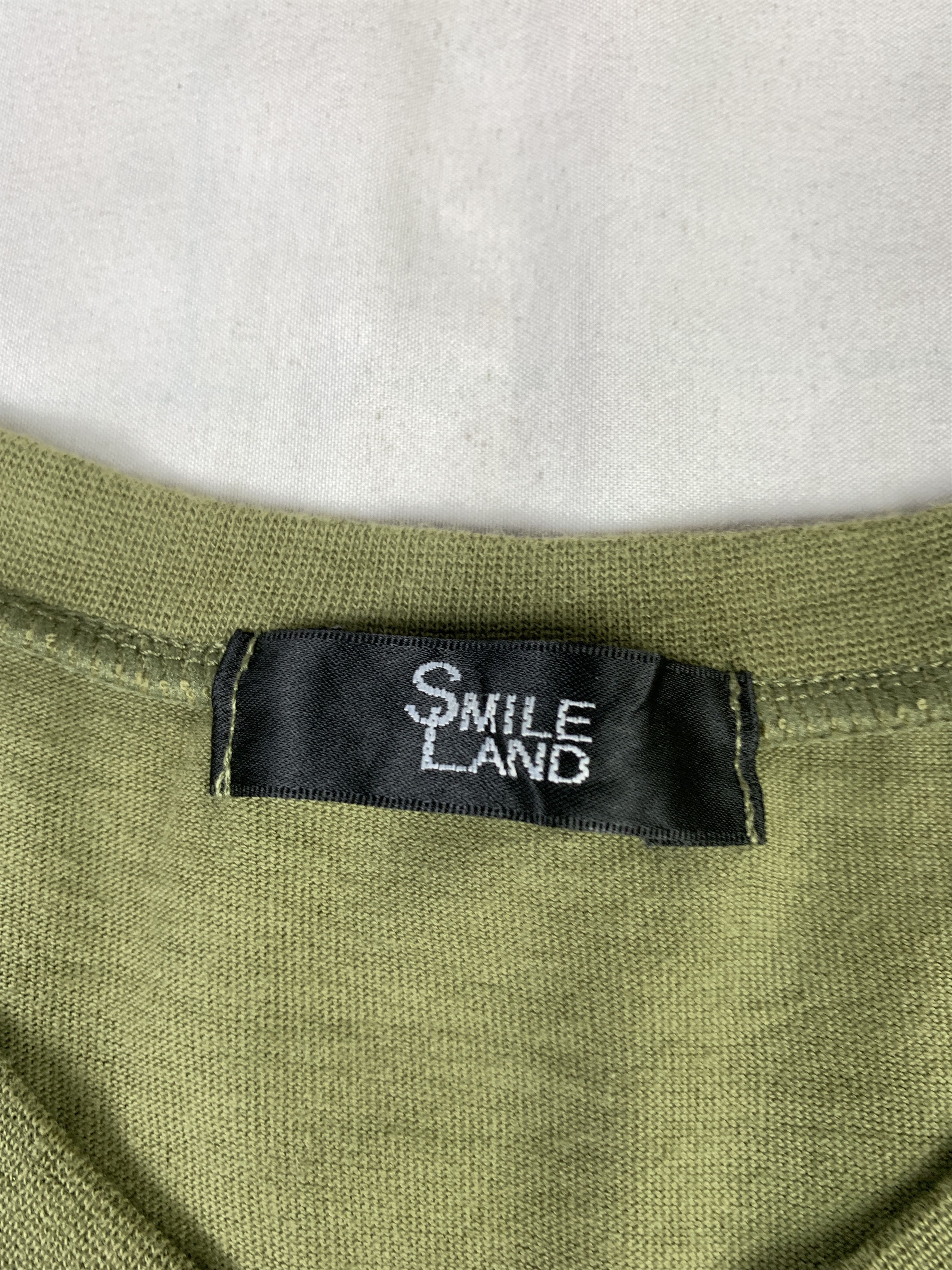 Japanese Brand SMILE LAND Olive Green Crodd Crown Dressy Tee (L) Size L / US 10 / IT 46 - 8 Thumbnail