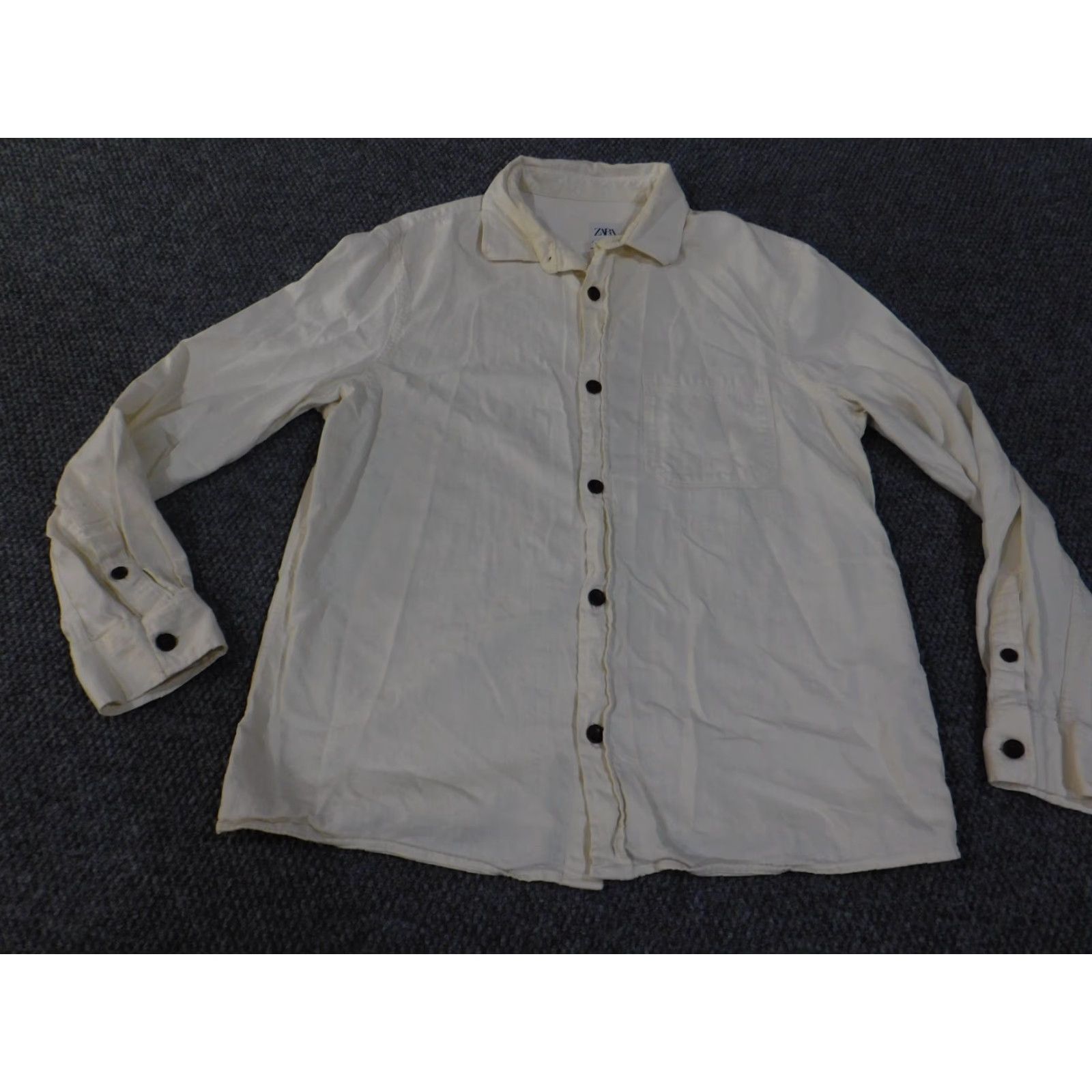 Zara Zara Shirt Mens Denim Button-Up Large Beige Cotton Retro Casual Long Sleeve Button-Down Collared Pocketed Size US L / EU 52-54 / 3 - 3 Thumbnail