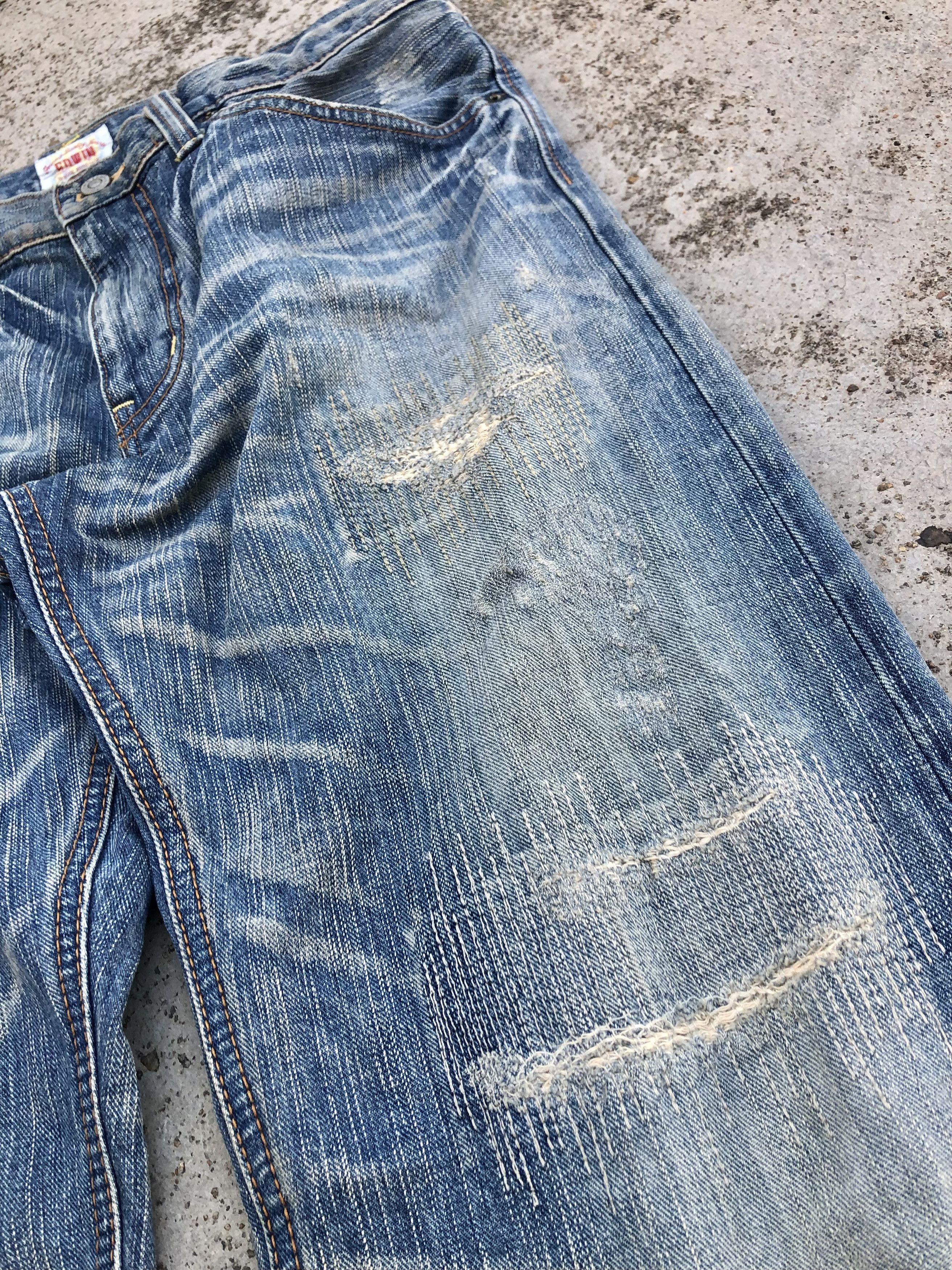 Edwin VINTAGE EDWIN BORO PATCHES JEANS Size US 35 - 3 Thumbnail