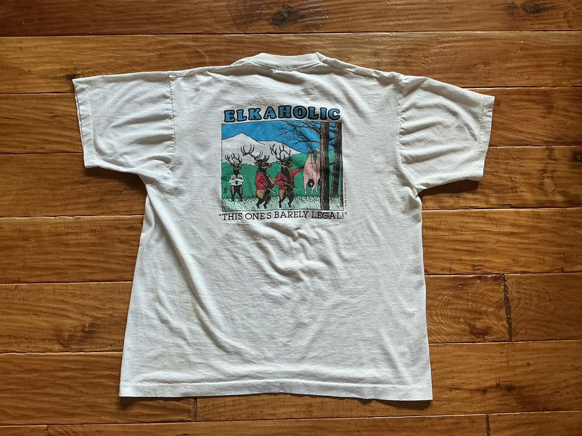 Vintage Vintage Single Stitch Elkaholic T-Shirt Size US XL / EU 56 / 4 - 1 Thumbnail