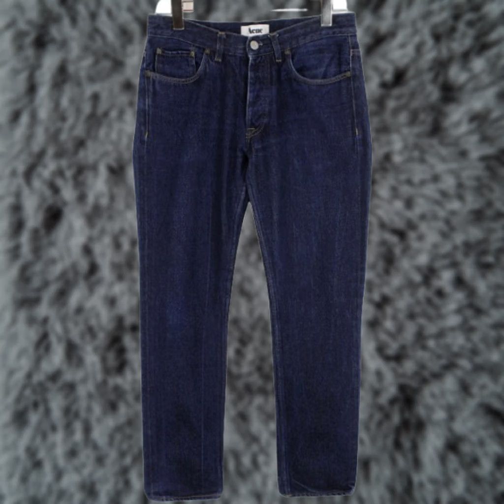 Vintage Acne Roc New Raw Jeans Men's W32/L32 Dark Blue Straight Fit Button Fade Effect Size US 32 / EU 48 - 1 Thumbnail
