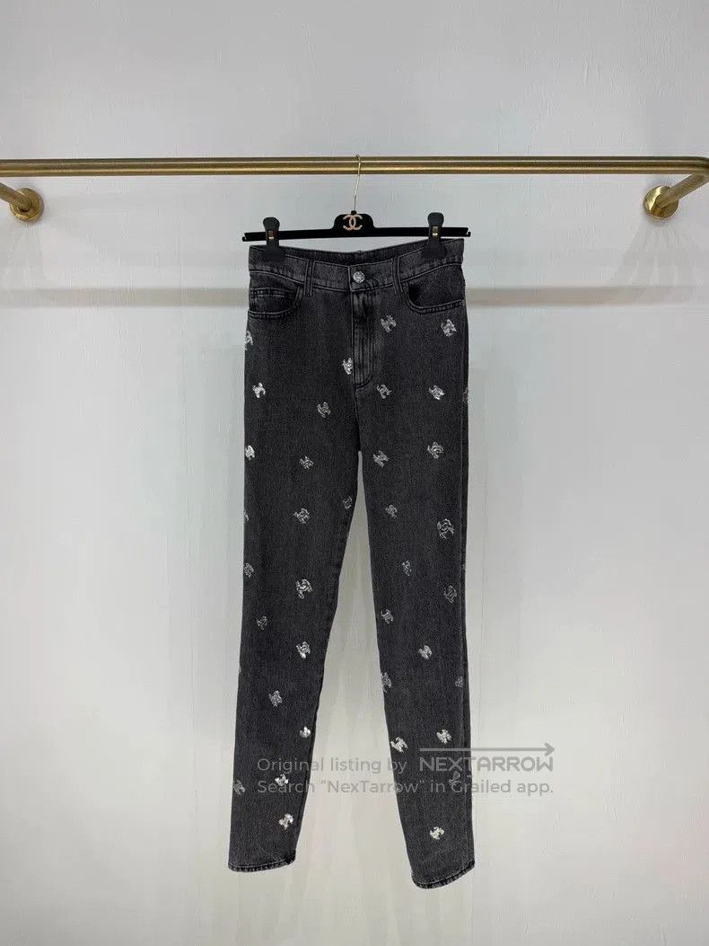 Chanel Chanel 21K Sequin CC Logo Jeans. Size US 36 / EU 52 - 1 Thumbnail