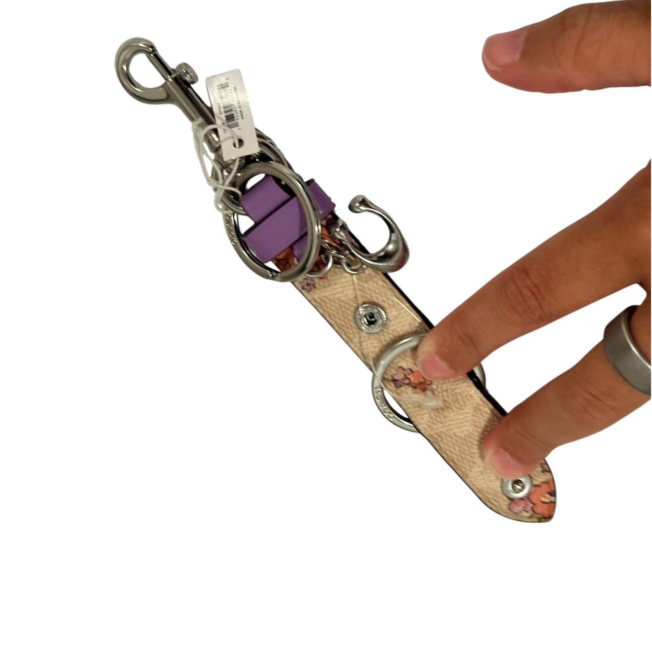 Coach Coach Trigger Snap Bag Charm With Floral Print Vale Key Size ONE SIZE - 5 Thumbnail