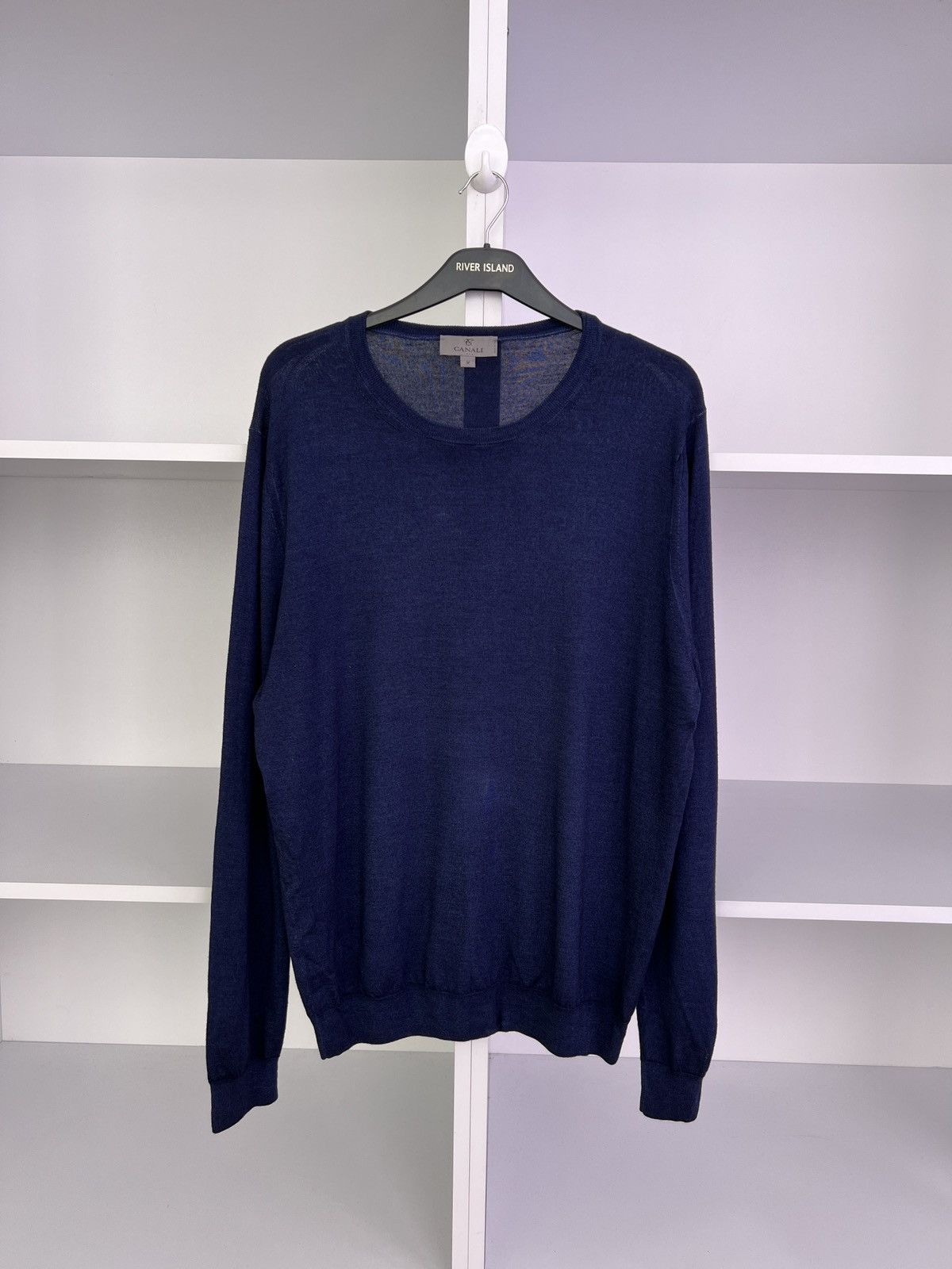 Canali × Designer × Vintage Vintage Canali Wool Navy Jumper Size US L / EU 52-54 / 3 - 1 Thumbnail