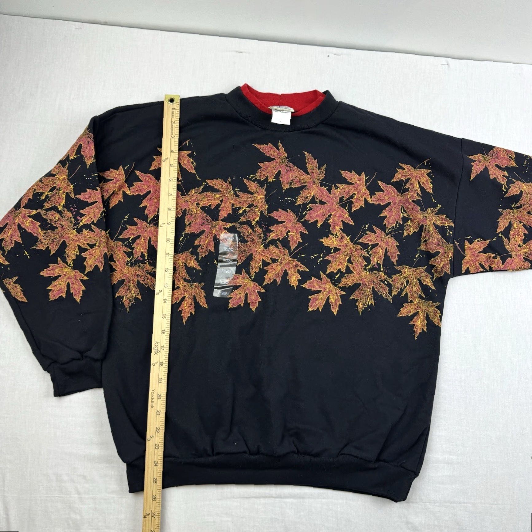 Vintage VINTAGE Women's Sweatshirt Pullover Fall Autumn Leaves Black 90s Y2K Nature Crew Neck L Size L / US 10 / IT 46 - 6 Thumbnail