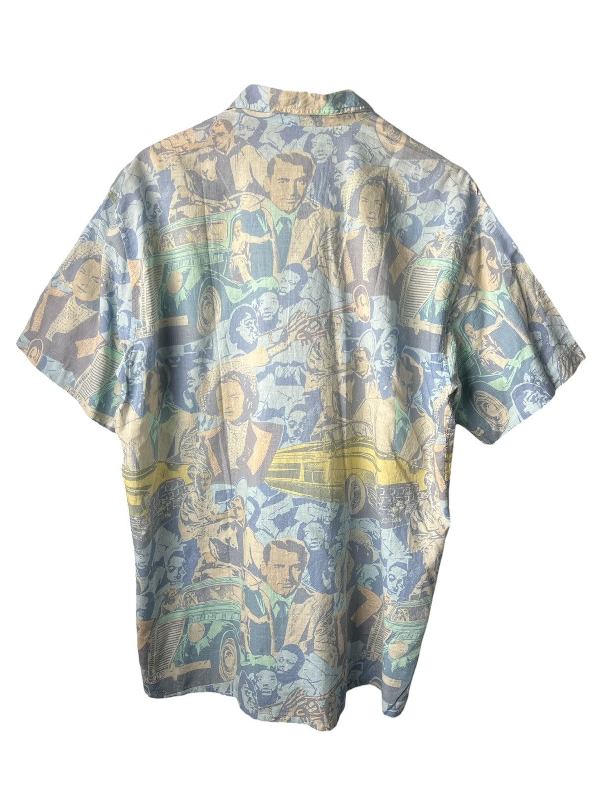 Ermenegildo Zegna 1990s Vintage Rare Zegna All Over Print Open Collar Shirt Size US L / EU 52-54 / 3 - 2 Thumbnail
