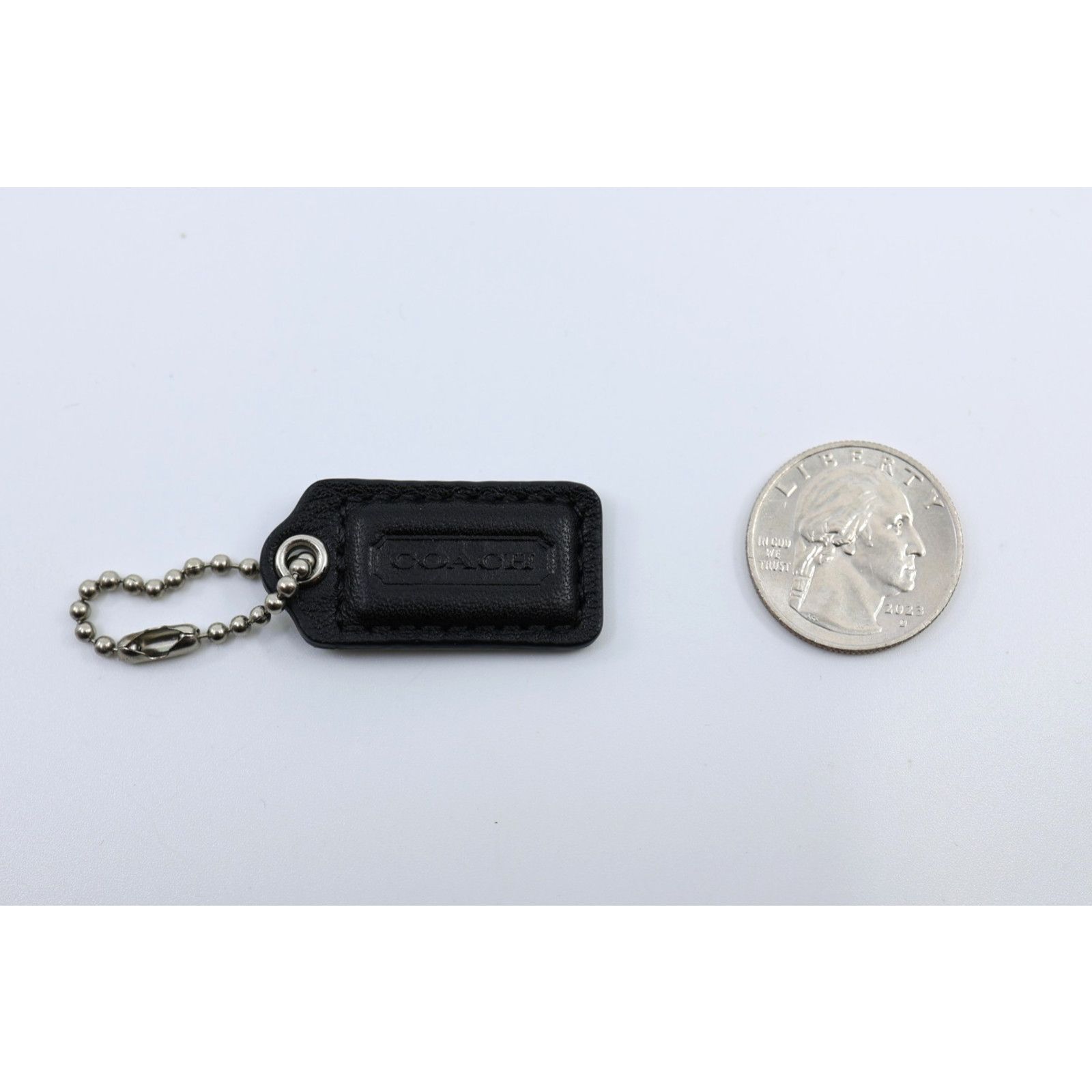 Coach 1.5" Small COACH Blck Leather Silver Hardware Charm Hang Tag Size ONE SIZE - 1 Thumbnail