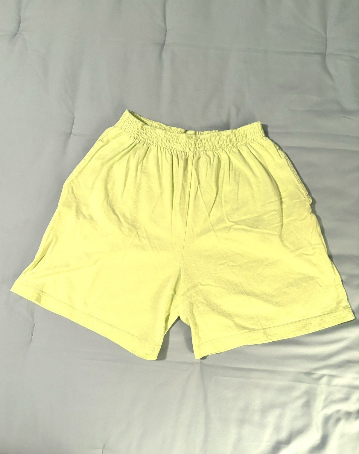 Designer × Vintage Chartreuse Cotton EVR Elastic Waistband Shorts POCKETS! Size 25" / US 0 / IT 36 - 1 Thumbnail