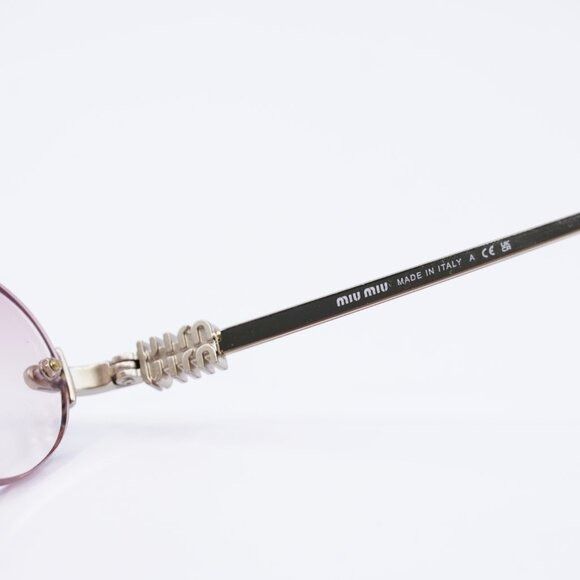 Miu Miu Miu Miu MUA54S ZVN70O Sunglasses Pale Gold Oval Frame Size ONE SIZE - 4 Thumbnail