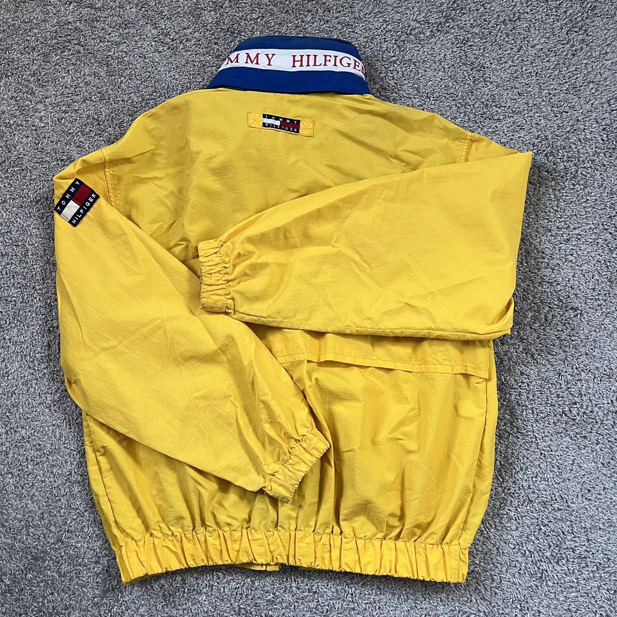 Tommy Hilfiger Jacket Size Large Vintage Yellow 90s SpellOut