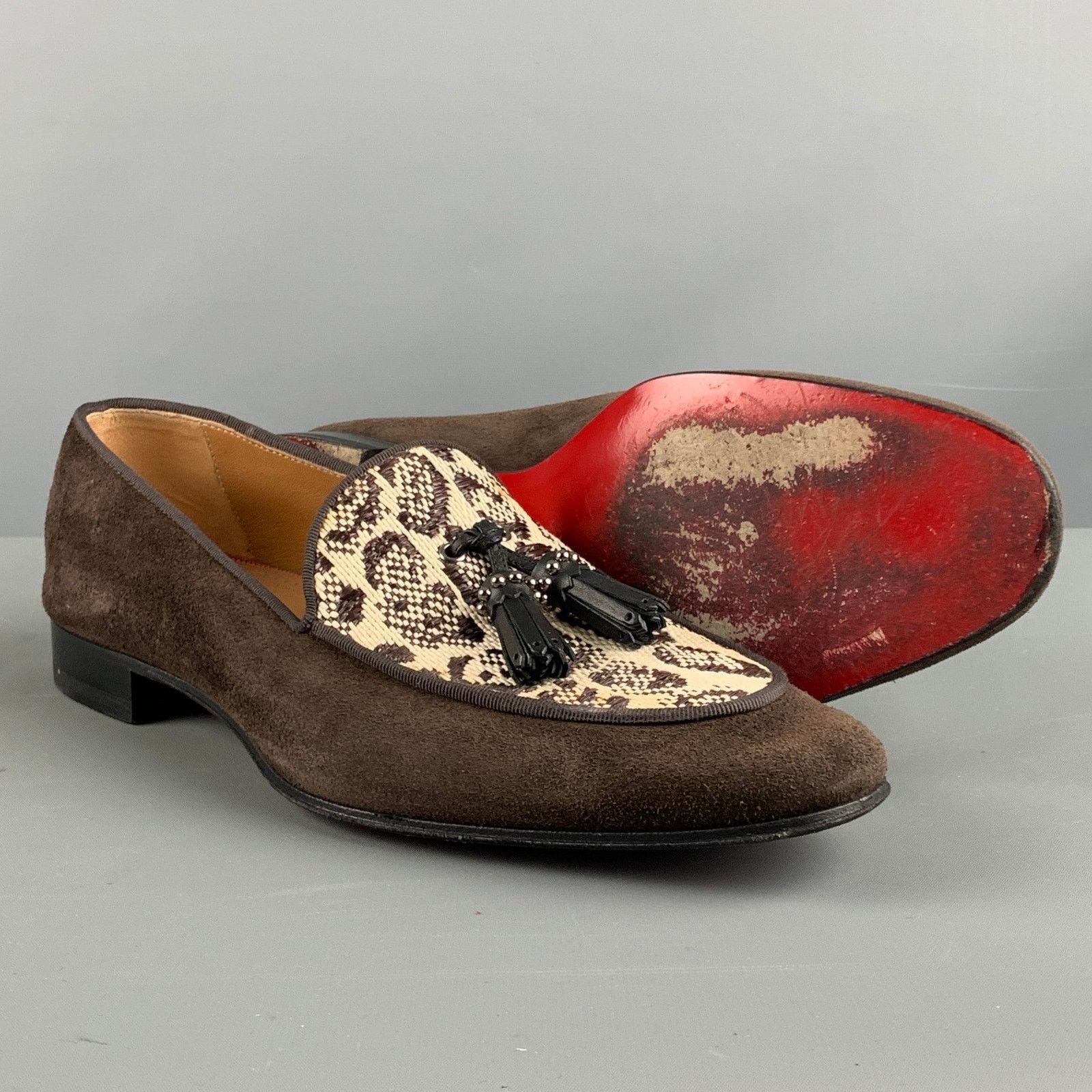 Christian Louboutin CHRISTIAN LOUBOUTIN Brown Beige Mixed Materials Woven Size US 9 / EU 42 - 5 Thumbnail